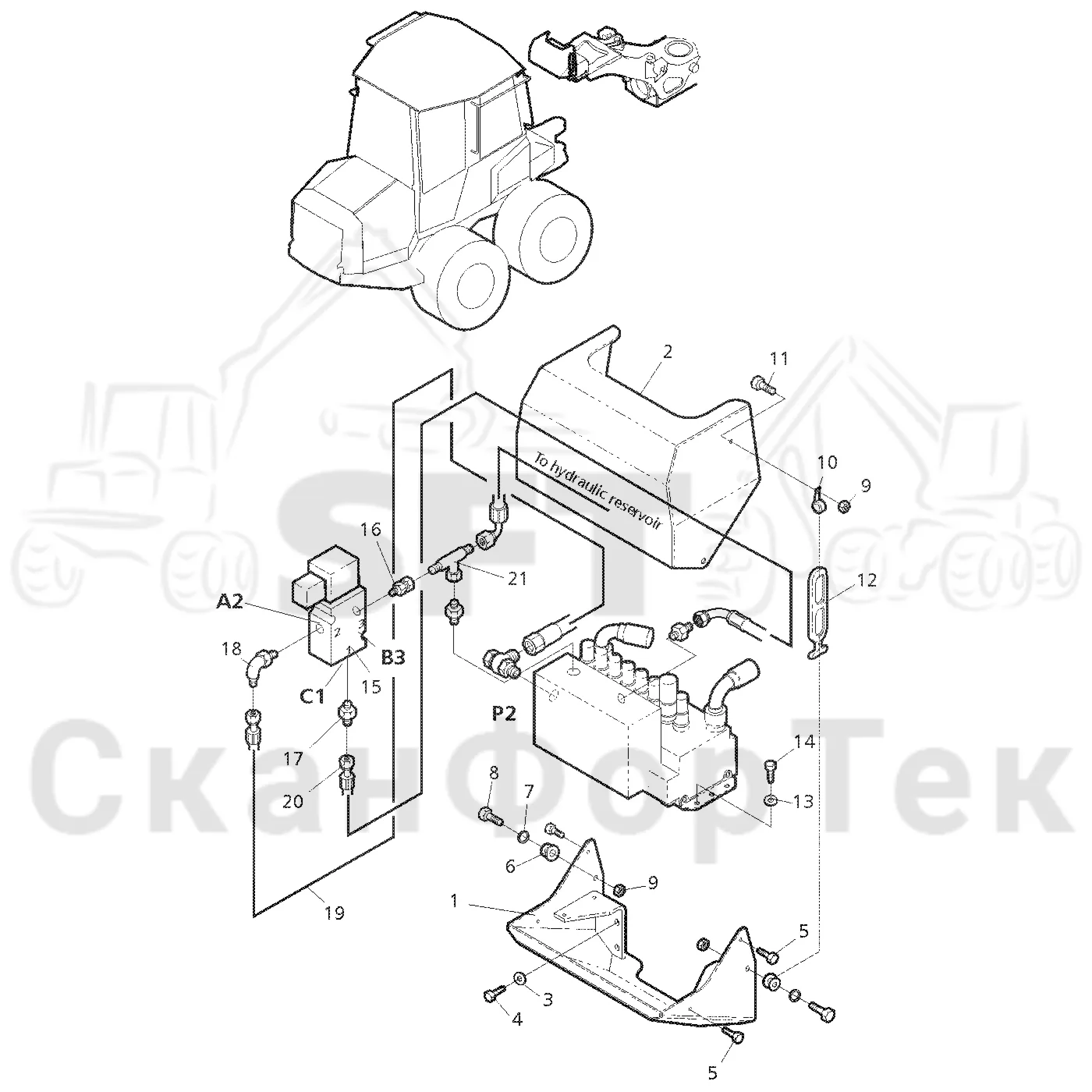 Схема: Valmet / Форвардер / Valmet 830.1 / Valmet 830.1 / Каталог запасных частей / Гидравлика / Узел клапана / Клапан Строгальное лезвие