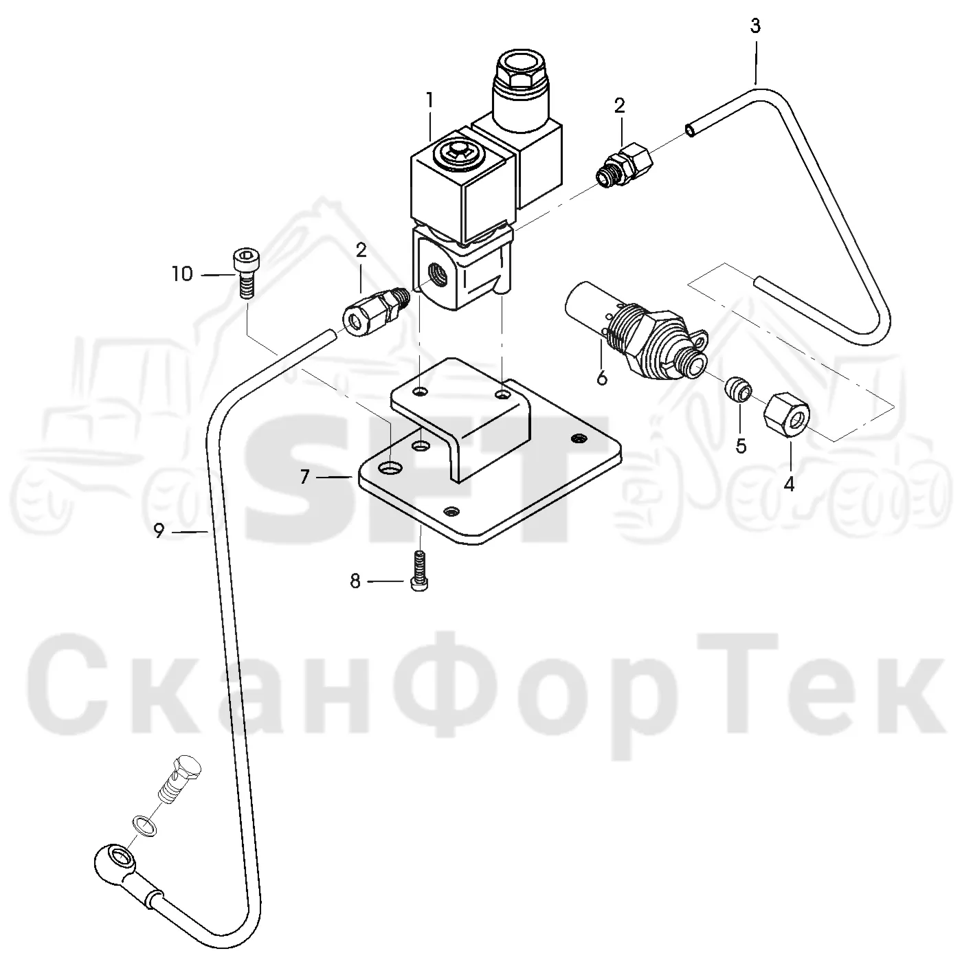 Схема: Valmet / Форвардер / Valmet 840.3 / Valmet 840.3 Ch. -311173 / Valmet 840.3 Ch. -311173 / Каталог запасных частей / Оборудование захвата / Захват / Valmet 801c Ch -11730 / Каталог запасных частей / Двигатель / Топливная система / Устройство холодного пуска