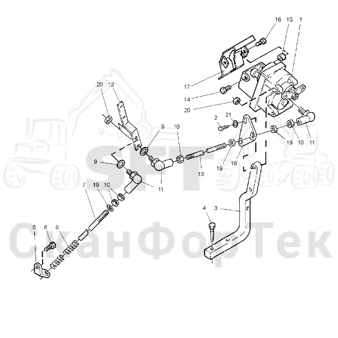 Схема: Valmet / Форвардер / Valmet 840.1 / Valmet 840.1 / Каталог запасных частей / Двигатель / дроссельный блок / Регулятор дроссельной заслонки газа