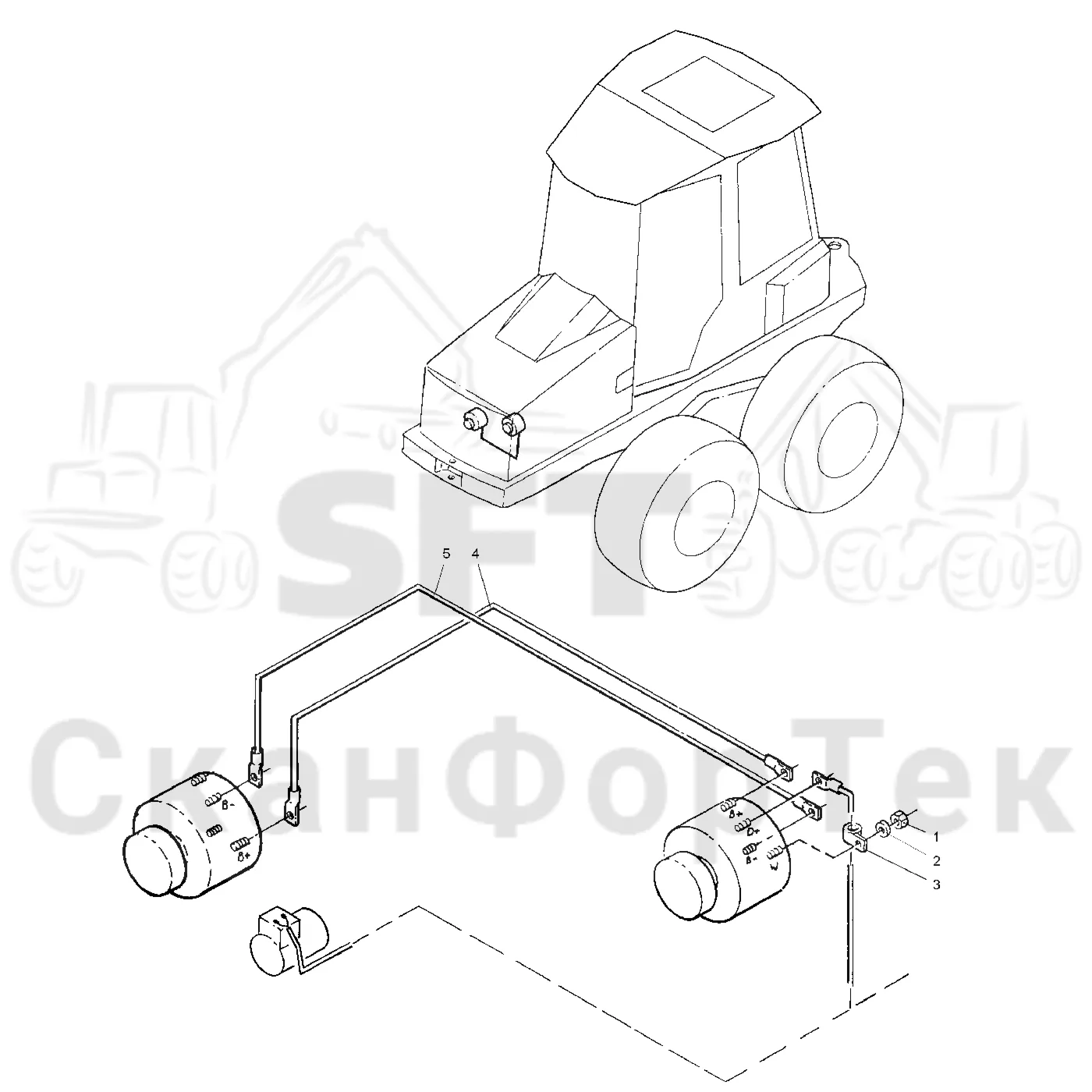 Схема: Valmet / Форвардер / Valmet 860.1 / Valmet 860.1 Ch. -115420 / Valmet 860.1 Ch. -115420 / Каталог запасных частей / Двигатель / Генератор переменного тока / Комплект электрооборудования генератора