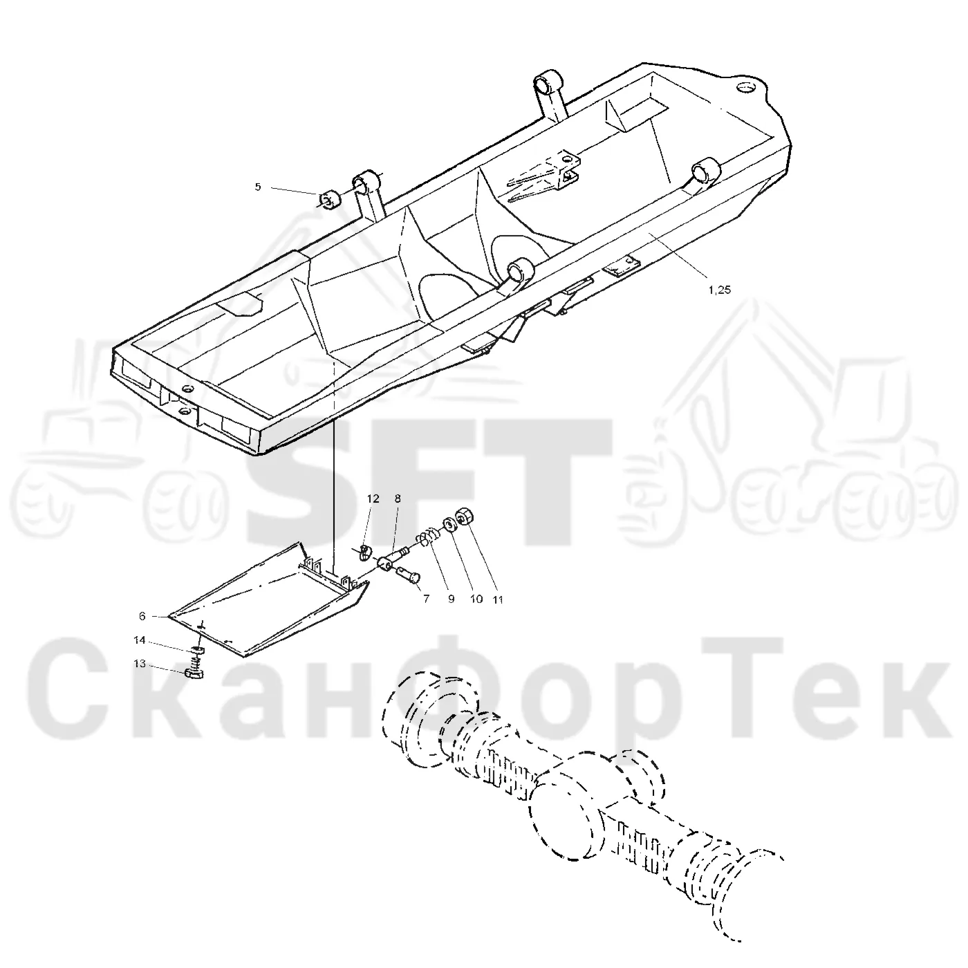 Схема: Valmet / Форвардер / Valmet 840.1 / Valmet 840.1 / Каталог запасных частей / шасси / Рамы / Рама, передняя на 6 колес