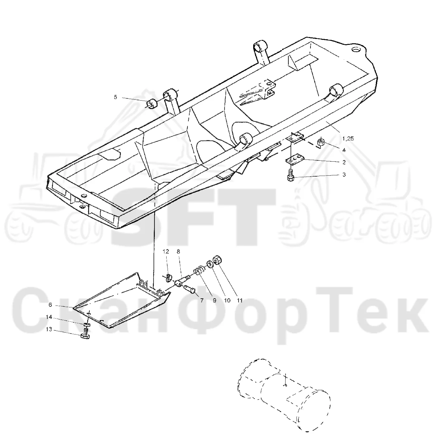 Схема: Valmet / Форвардер / Valmet 840.1 / Valmet 840.1 / Каталог запасных частей / шасси / Рамы / Рама, передняя на 8 колес