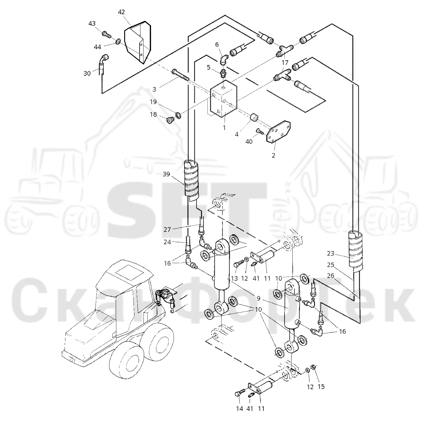 Схема: Valmet / Форвардер / Valmet 860.1 / Valmet 860.1 Ch. -115420 / Valmet 860.1 Ch. -115420 / Каталог запасных частей / шасси / Стабилизация / Стабилизация