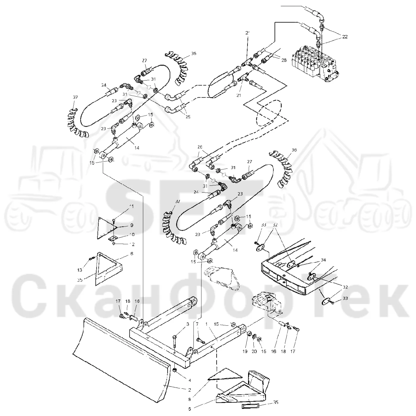 Схема: Valmet / Форвардер / Valmet 840.1 / Valmet 840.1 / Каталог запасных частей / шасси / Строгальное лезвие / Строгальное лезвие
