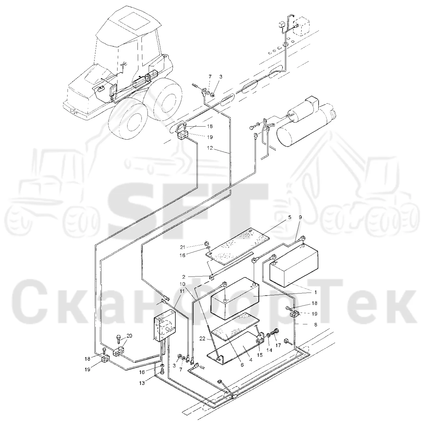 Схема: Valmet / Форвардер / Valmet 840.1 / Valmet 840.1 / Каталог запасных частей / шасси / Электрический Оборудование / Комплект сетевого кабеля 110 А-час