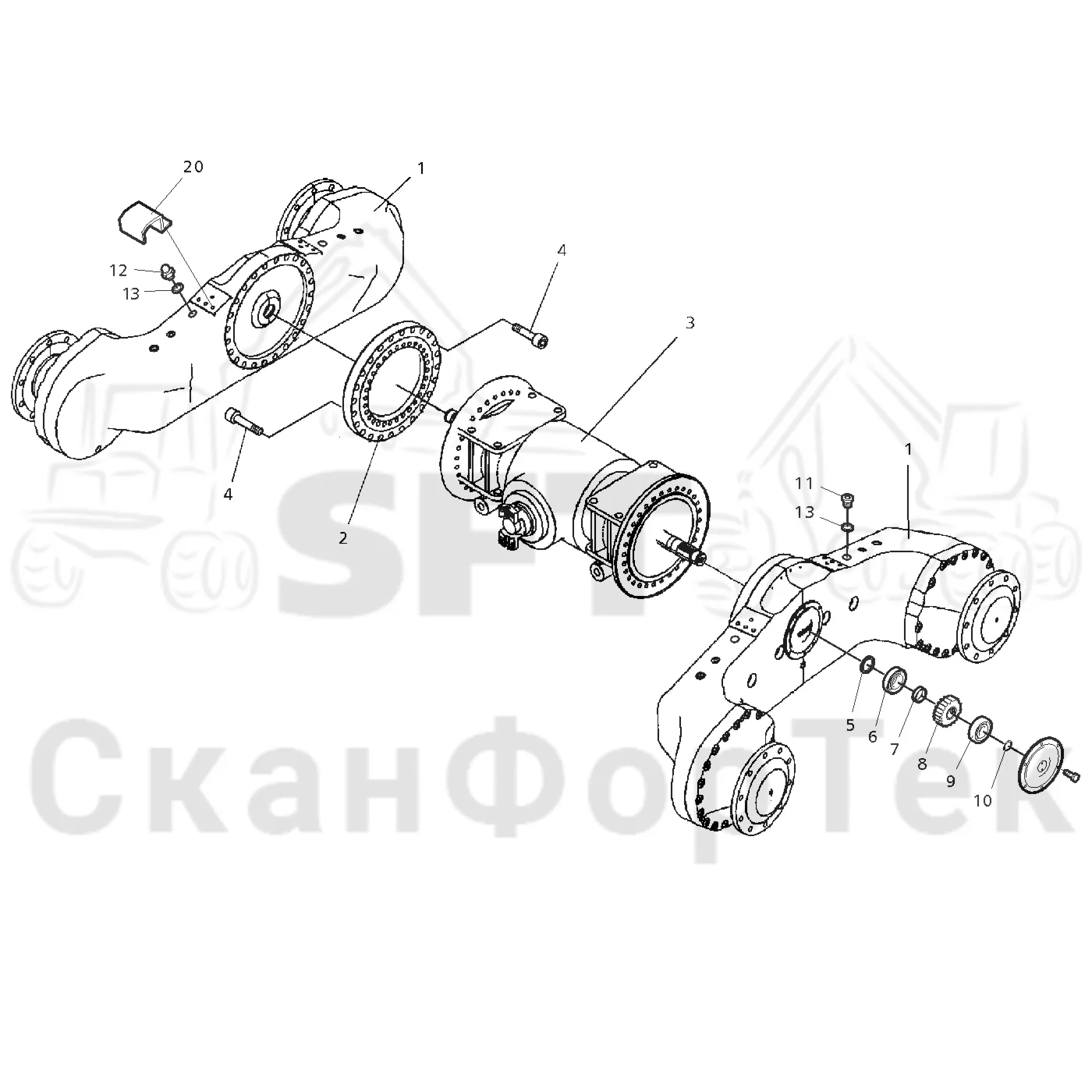 Схема: Valmet / Форвардер / Valmet 840.3 / Valmet 840.3 Ch. -311173 / Valmet 840.3 Ch. -311173 / Каталог запасных частей / Коробка передач / Мост каретки / каретки