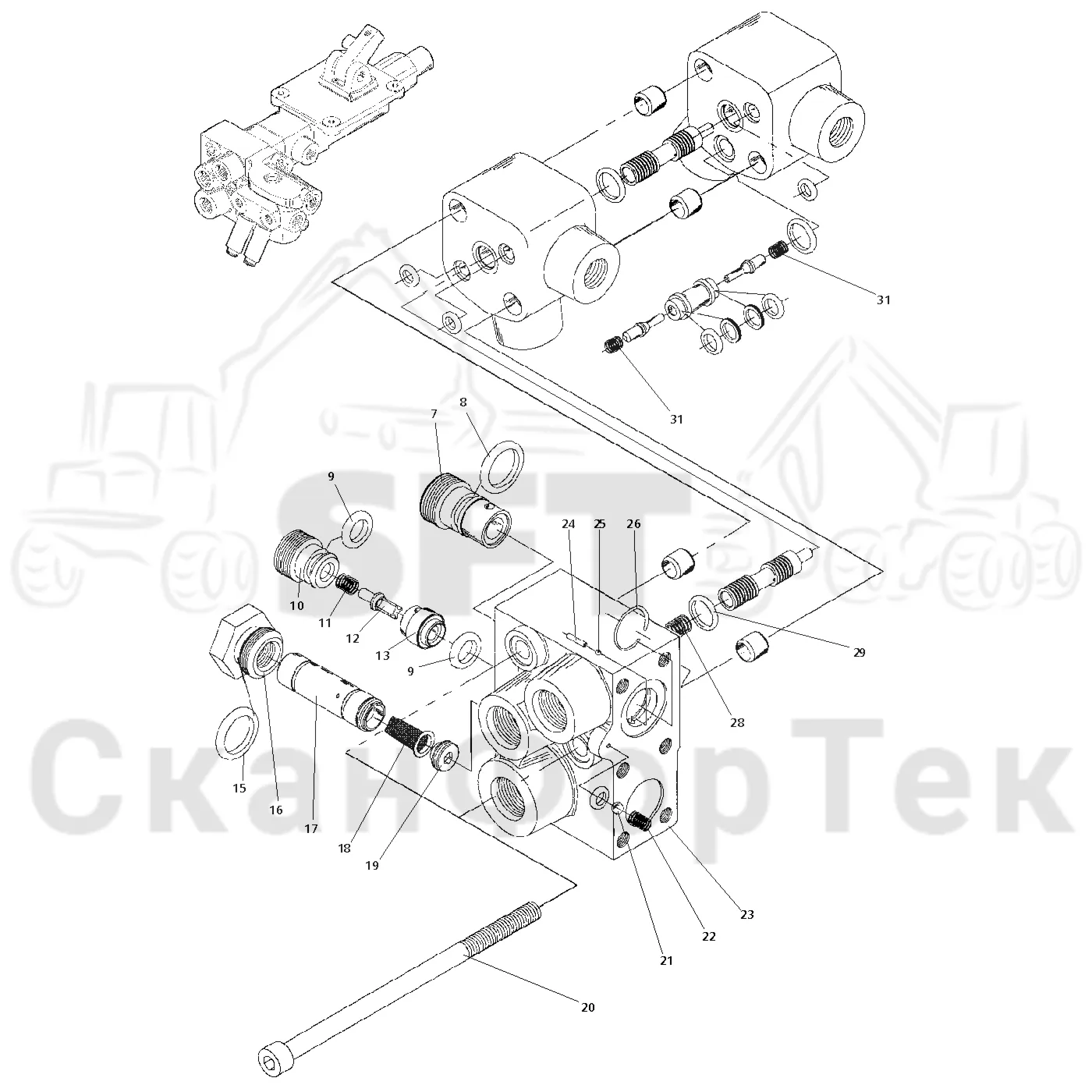 Схема: Valmet / Форвардер / Valmet 890.1 / Valmet 890.1  Ch. -117350, -119440 / Valmet 890.1  Ch. -117350, -11 / Каталог запасных частей / Тормоза / Тормозной клапан / Тормозной клапан Safim