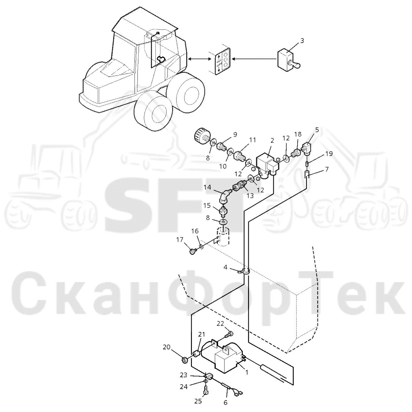 Схема: Valmet / Форвардер / Valmet 840.1 / Valmet 840.1 / Каталог запасных частей / Гидравлика / Бак гидравлики / Вакуумный насос