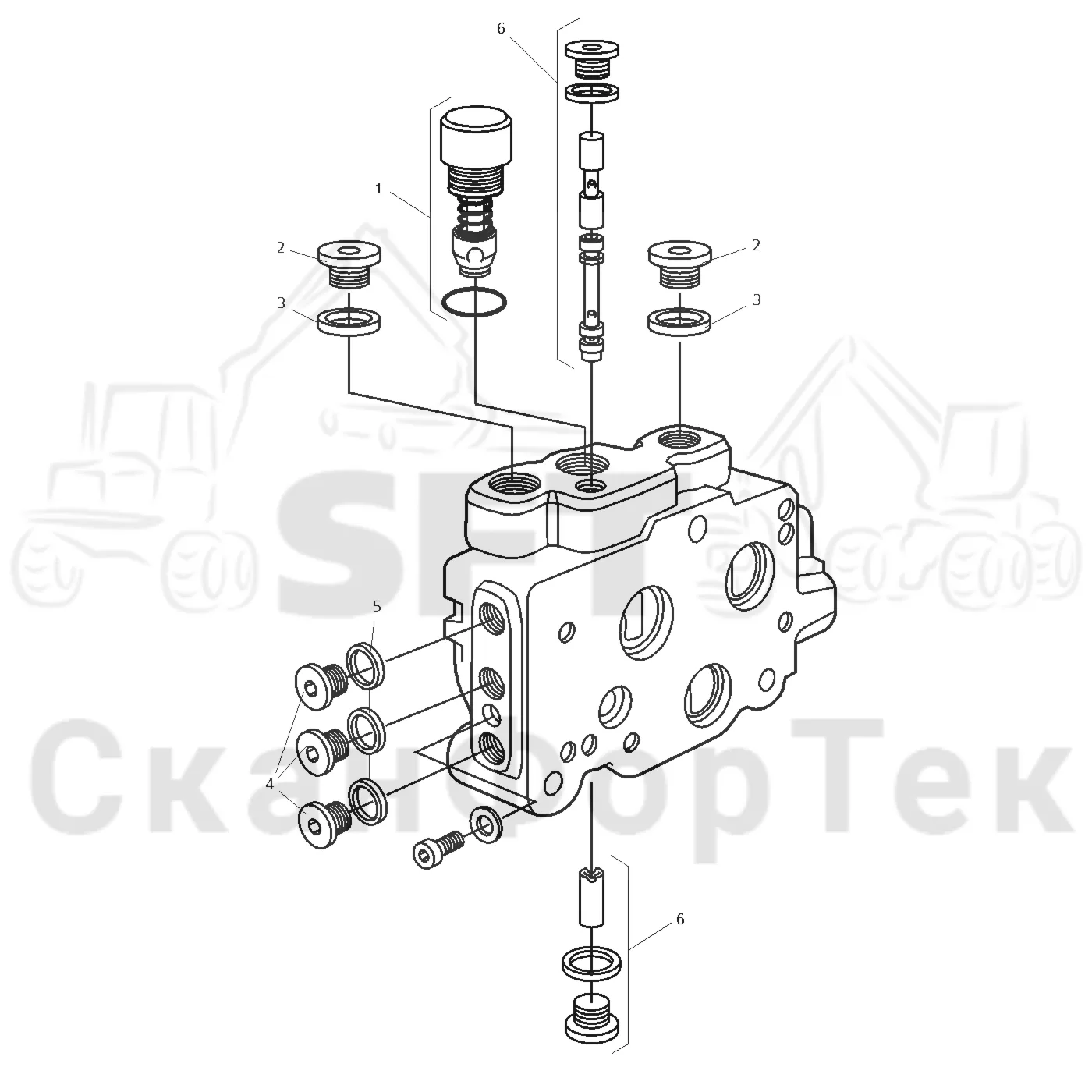 Схема: Valmet / Форвардер / Valmet 840.2 / Valmet 840.2 Ch. -211120 / Valmet 840.2 Ch. -211120 / Каталог запасных частей / Гидравлика / Узел клапана / Впускная секция