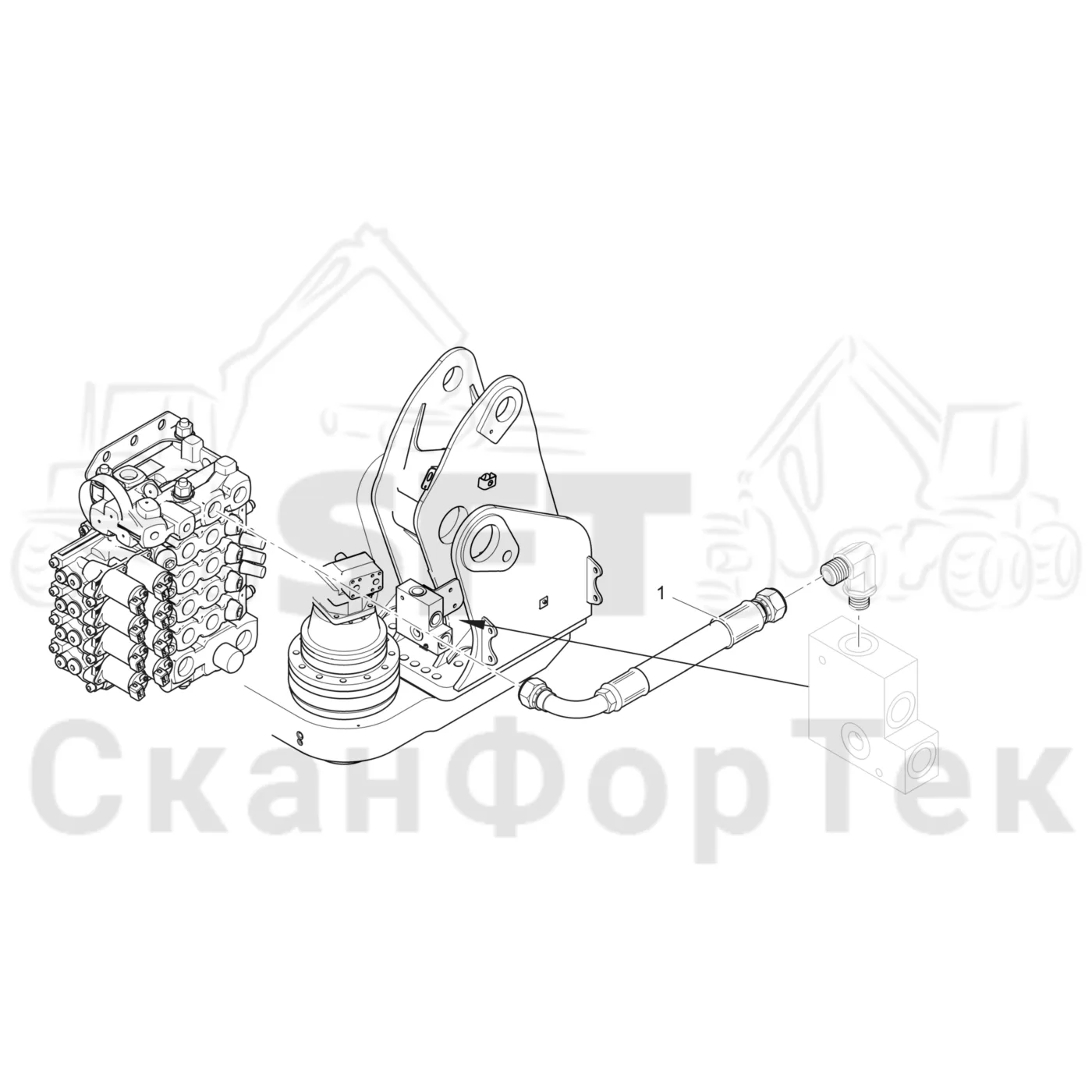 Схема: Komatsu / Лесозаготовительные машины / 901TX .1 / Каталог запасных частей / Гидравлика / Клапан подъемного крана / Подъемный кран CRH Гидравлика