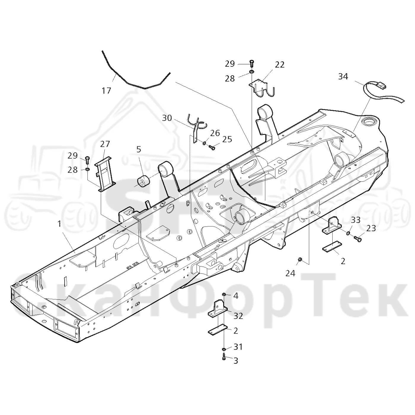 Схема: Valmet / Форвардер / Valmet 860.3 / Valmet 860.3 / Каталог запасных частей / шасси / Рамы / Рама, передняя на 8 колес -311350