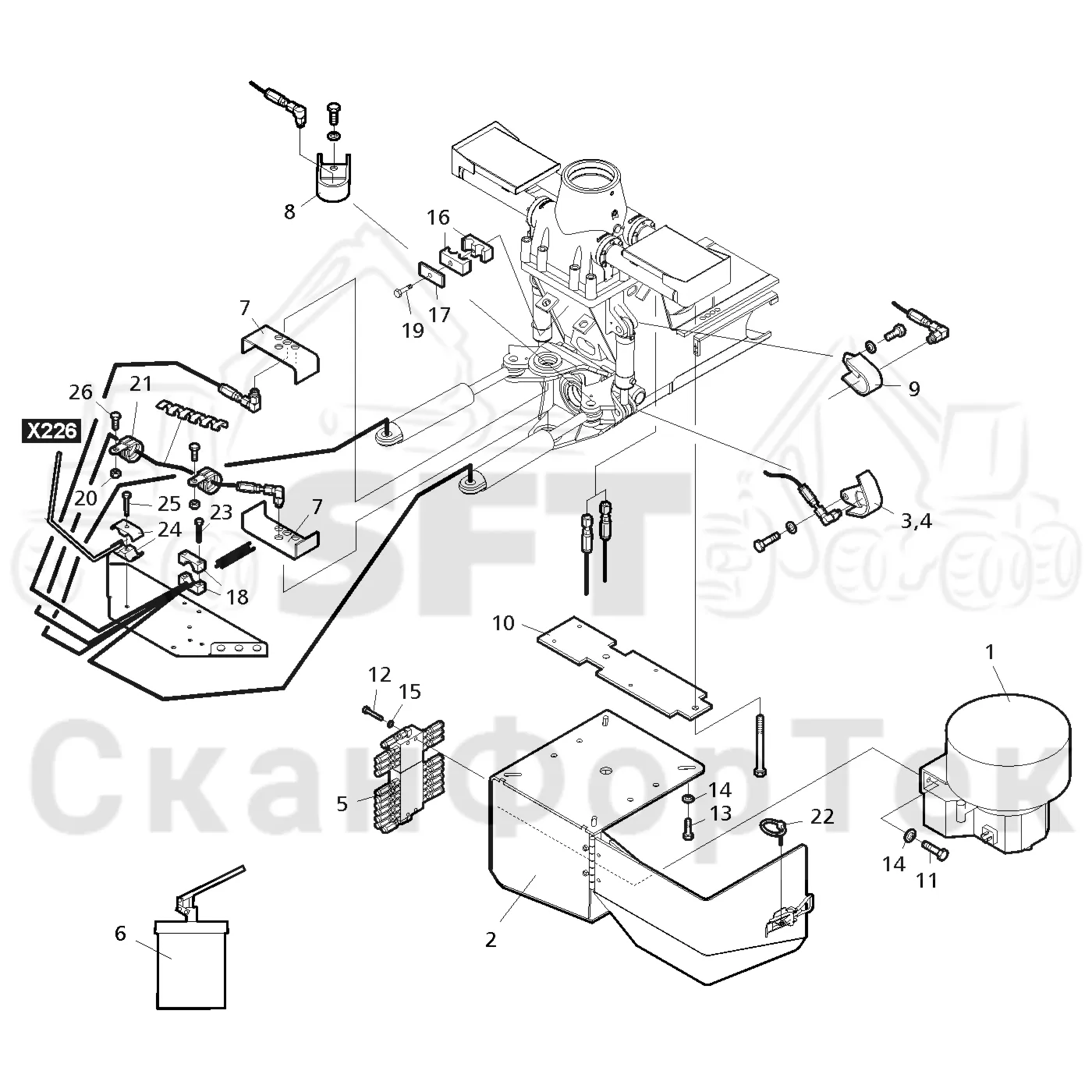 Схема: Valmet / Форвардер / Valmet 840.3 / Valmet 840.3 Ch. -311173 / Valmet 840.3 Ch. -311173 / Каталог запасных частей / шасси / Смазка / Центральная смазка