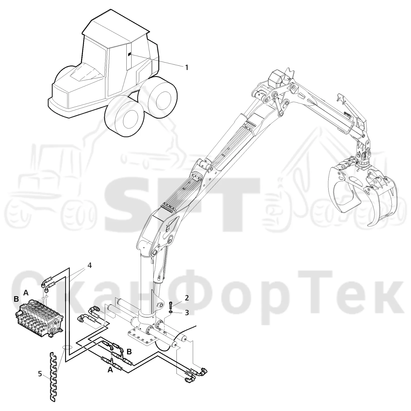 Схема: Valmet / Форвардер / Valmet 860.4 / Valmet 860.4 / Каталог запасных частей / Подъемный кран / Подъемный кран / Valmet CRF 11 Ch. V1001- / Каталог запасных частей / CRF 11 Combi ProTec 10m / Подвод шланга