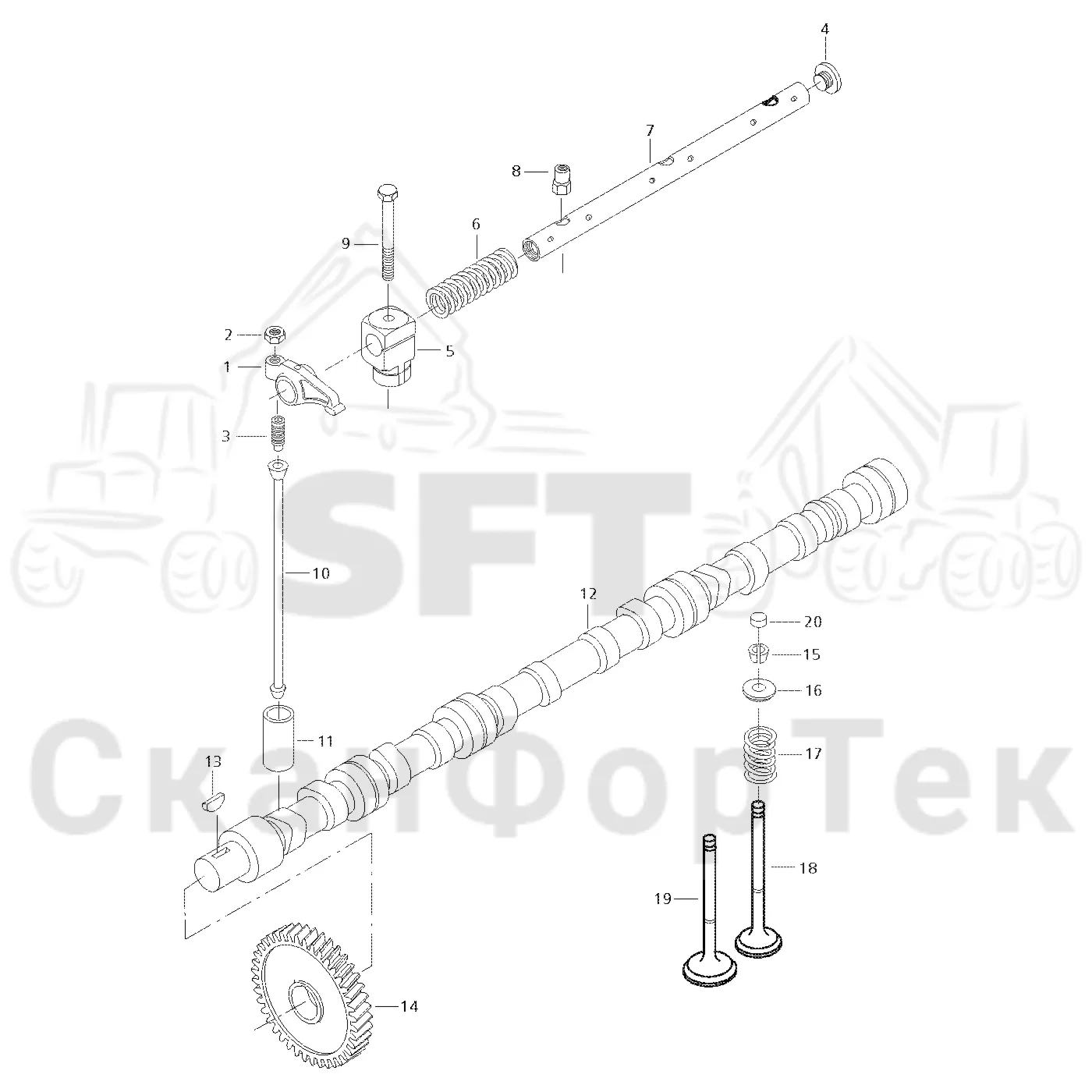 Схема: Valmet / Форвардер / Valmet 890.2 / Valmet 890.2 / Каталог запасных частей / Двигатель / Блок двигателя / Механизм клапана