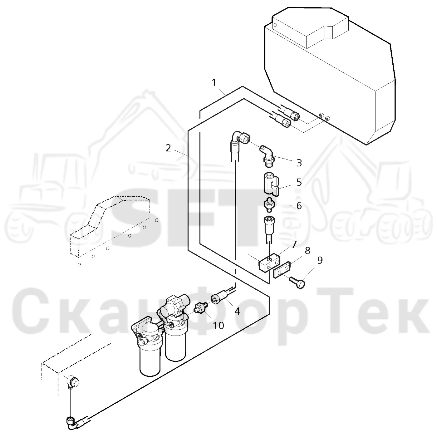 Схема: Valmet / Форвардер / Valmet 890.2 / Valmet 890.2 / Каталог запасных частей / Двигатель / Топливная система / Топливная система