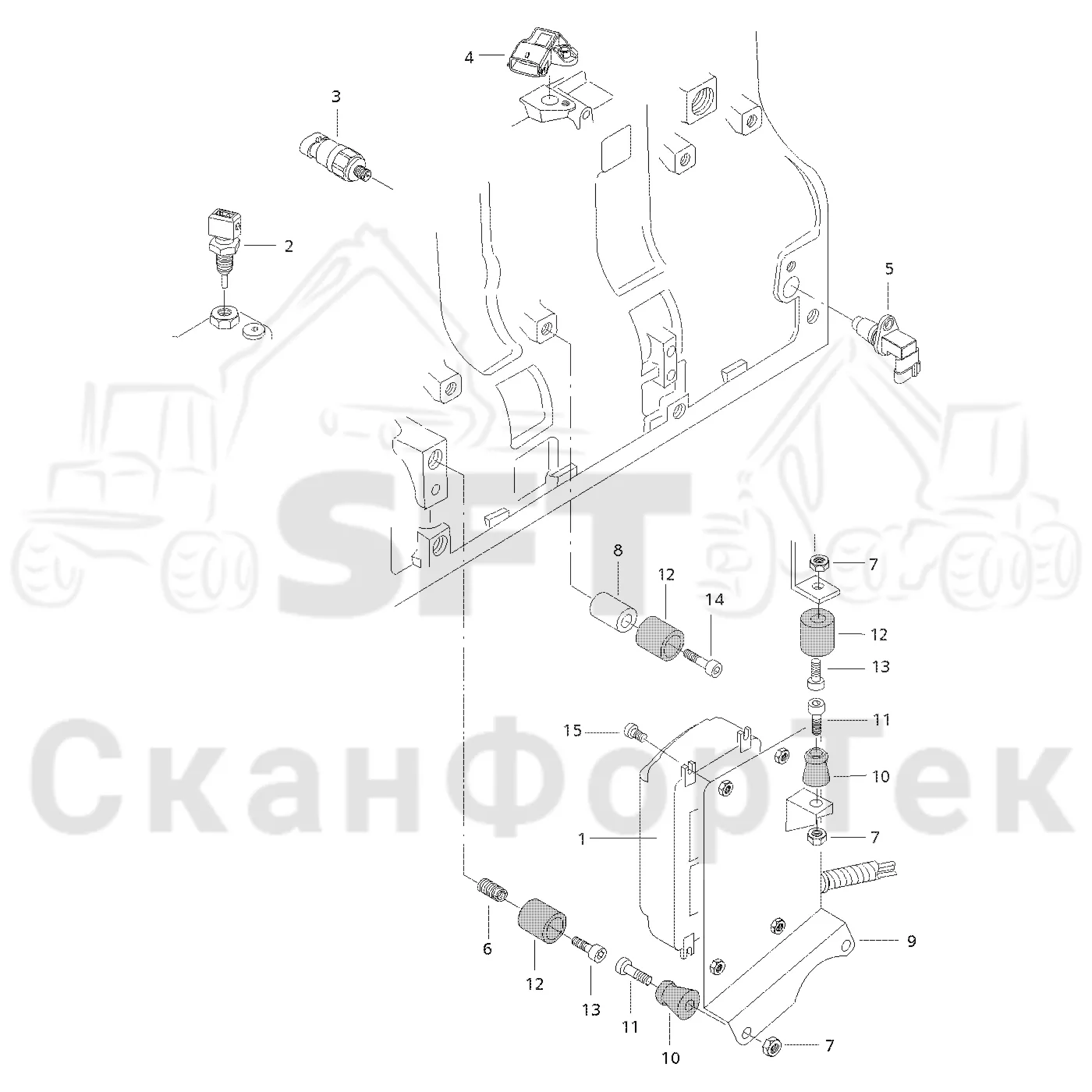 Схема: Valmet / Лесозаготовительные машины / Valmet 911.3 / Valmet 911.3 Ch - 311370 / Valmet 911.3 Ch - 311370 / Каталог запасных частей / Двигатель / Двигатель -311755 / Комплект электрооборудования / EEM Оборудование