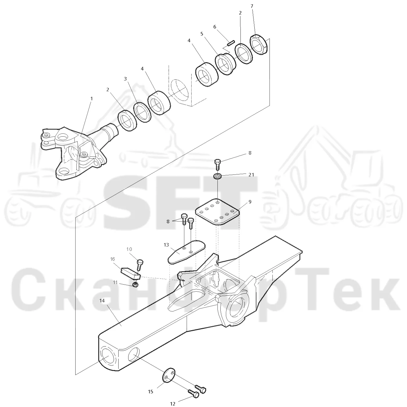 Схема: Valmet / Форвардер / Valmet 890.2 / Valmet 890.2 / Каталог запасных частей / шасси / Рамы / Рама, подготовка почвы