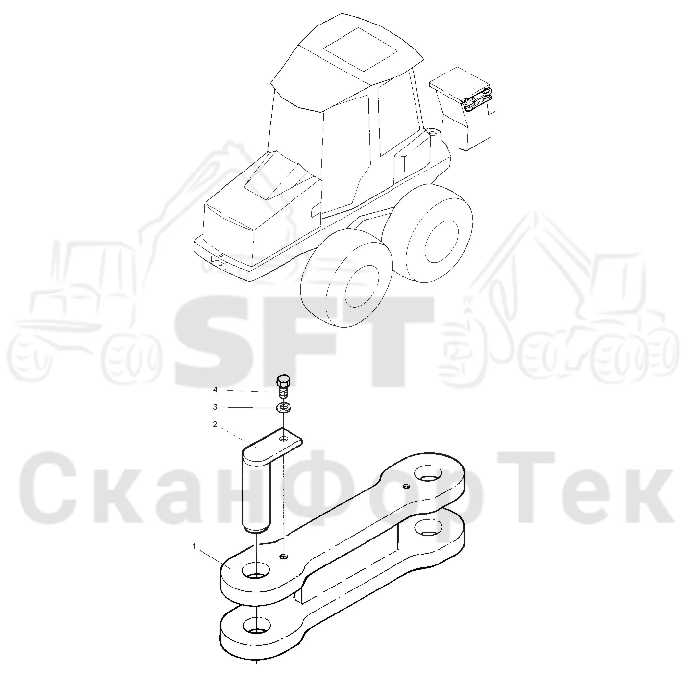 Схема: Valmet / Форвардер / Valmet 890.1 / Valmet 890.1 Ch. -117350, -119440 / Valmet 890.1 Ch. -117350, -11 / Каталог запасных частей / шасси / Сочленение / Фиксатор сочленения