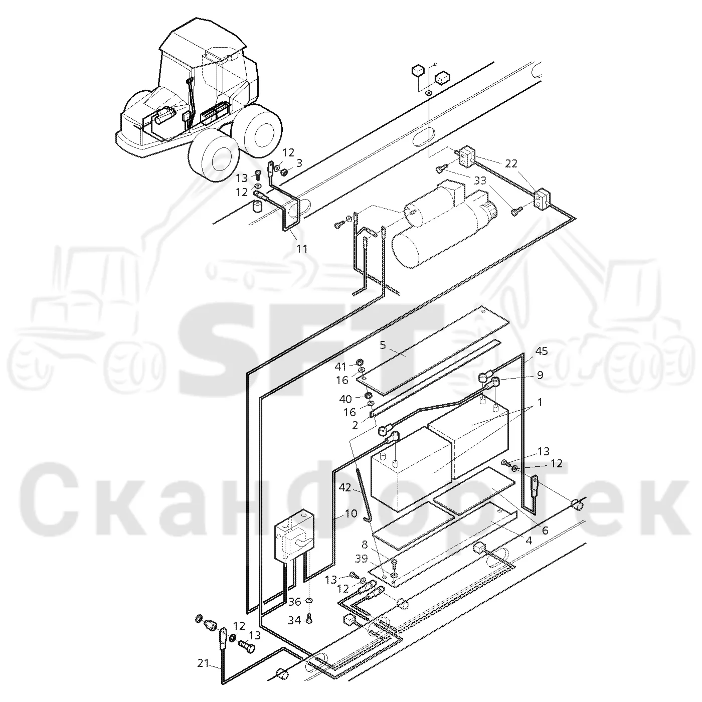 Схема: Valmet / Форвардер / Valmet 890.2 / Valmet 890.2 / Каталог запасных частей / шасси / Электрический Оборудование / Комплект сетевого кабеля 140 А-час