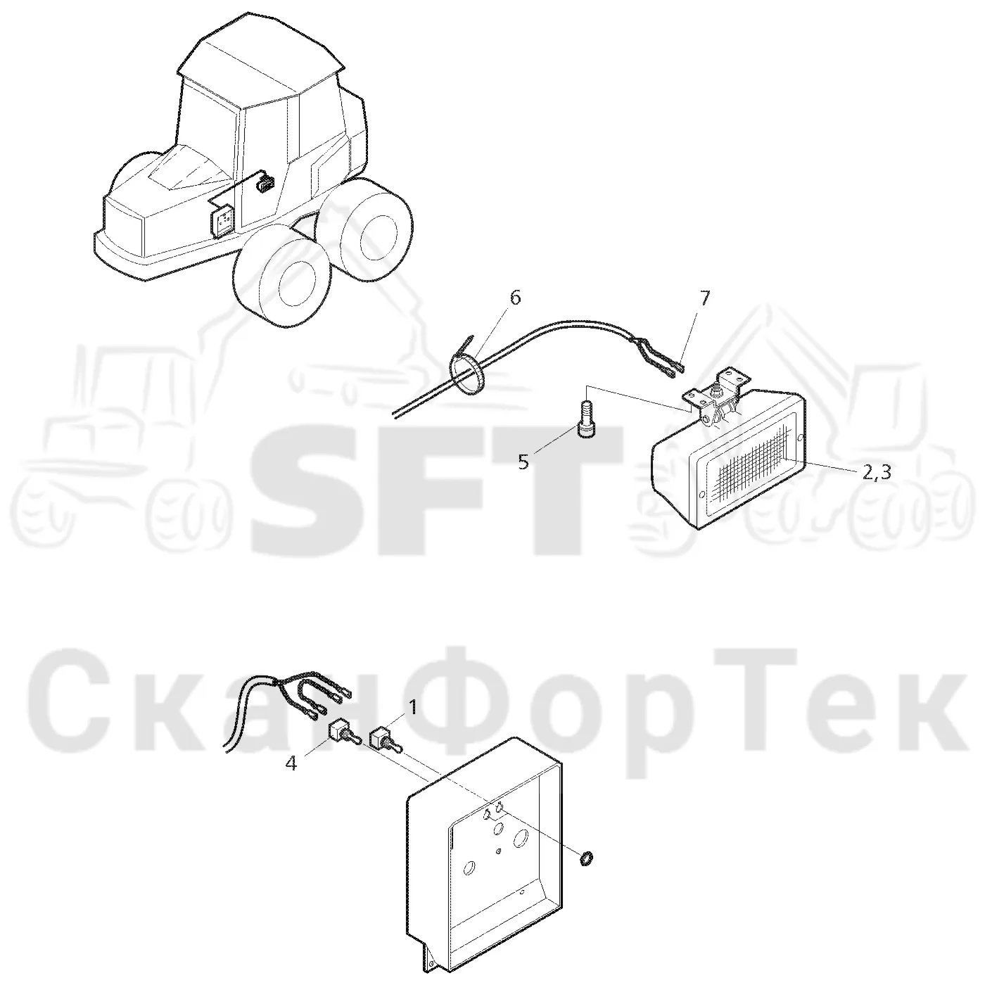 Схема: Valmet / Форвардер / Valmet 890.2 / Valmet 890.2 / Каталог запасных частей / шасси / Электрический Оборудование / Отсек двигателя, лампы