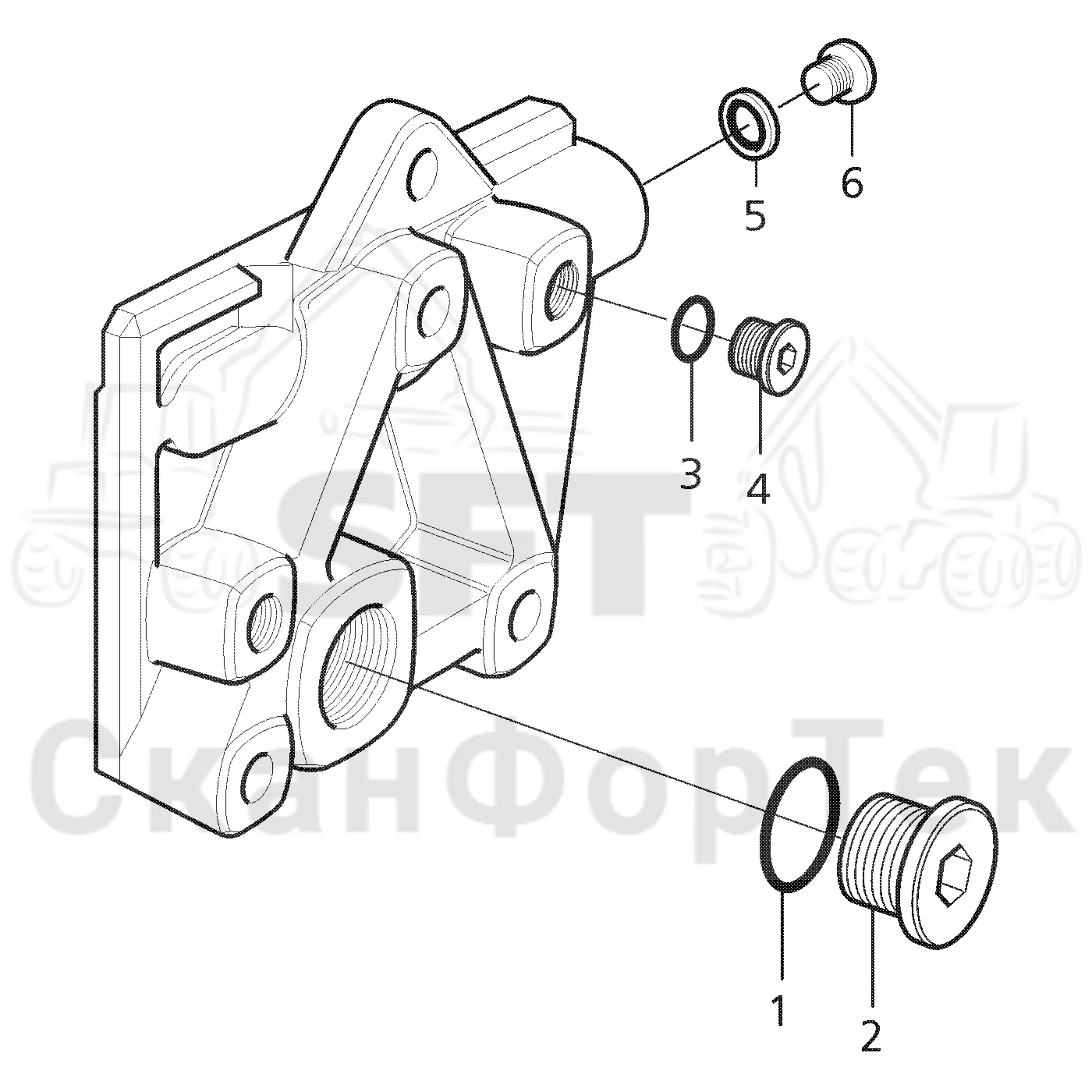 Схема: Valmet / Форвардер / Valmet 890.2 / Valmet 890.2 / Каталог запасных частей / Гидравлика / Узел клапана / Торцевая секция