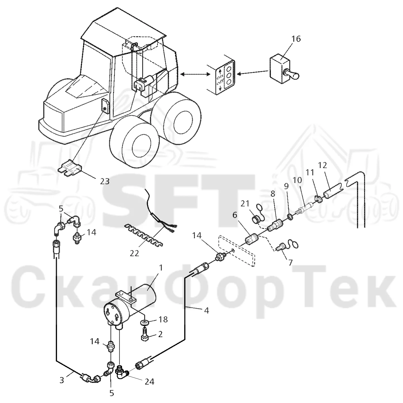 Схема: Valmet / Форвардер / Valmet 890.2 / Valmet 890.2 / Каталог запасных частей / Гидравлика / Заполнение маслом / Заправка масла электрическим насосом