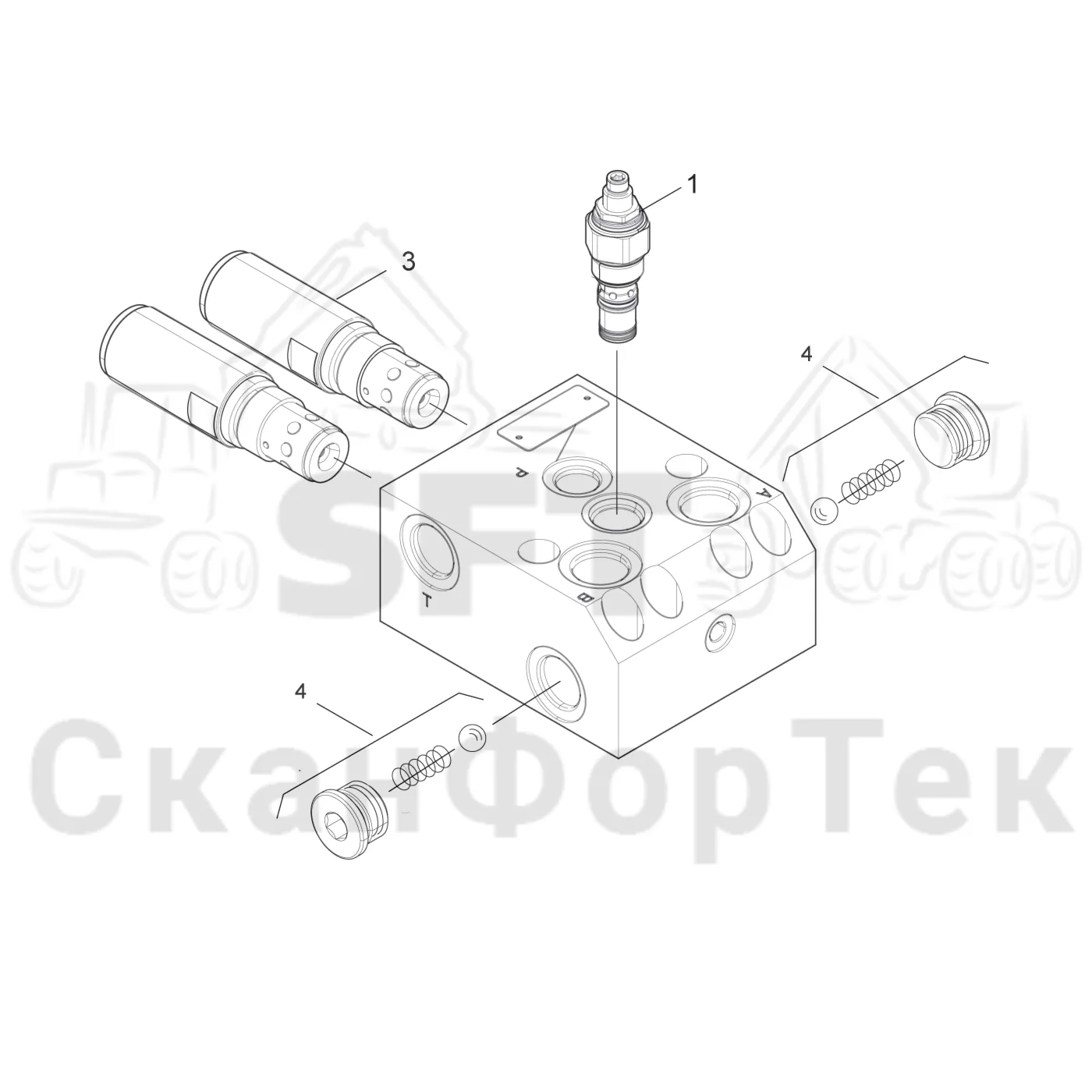 Схема: Valmet / Форвардер / Valmet 840.2 / Valmet 840.2 Ch. -211120 / Valmet 840.2 Ch. -211120 / Каталог запасных частей / Оборудование захвата / Захват / Valmet 801c Ch -11730 / Каталог запасных частей / Подъемный кран / Поворотное демпфирование / Клапан