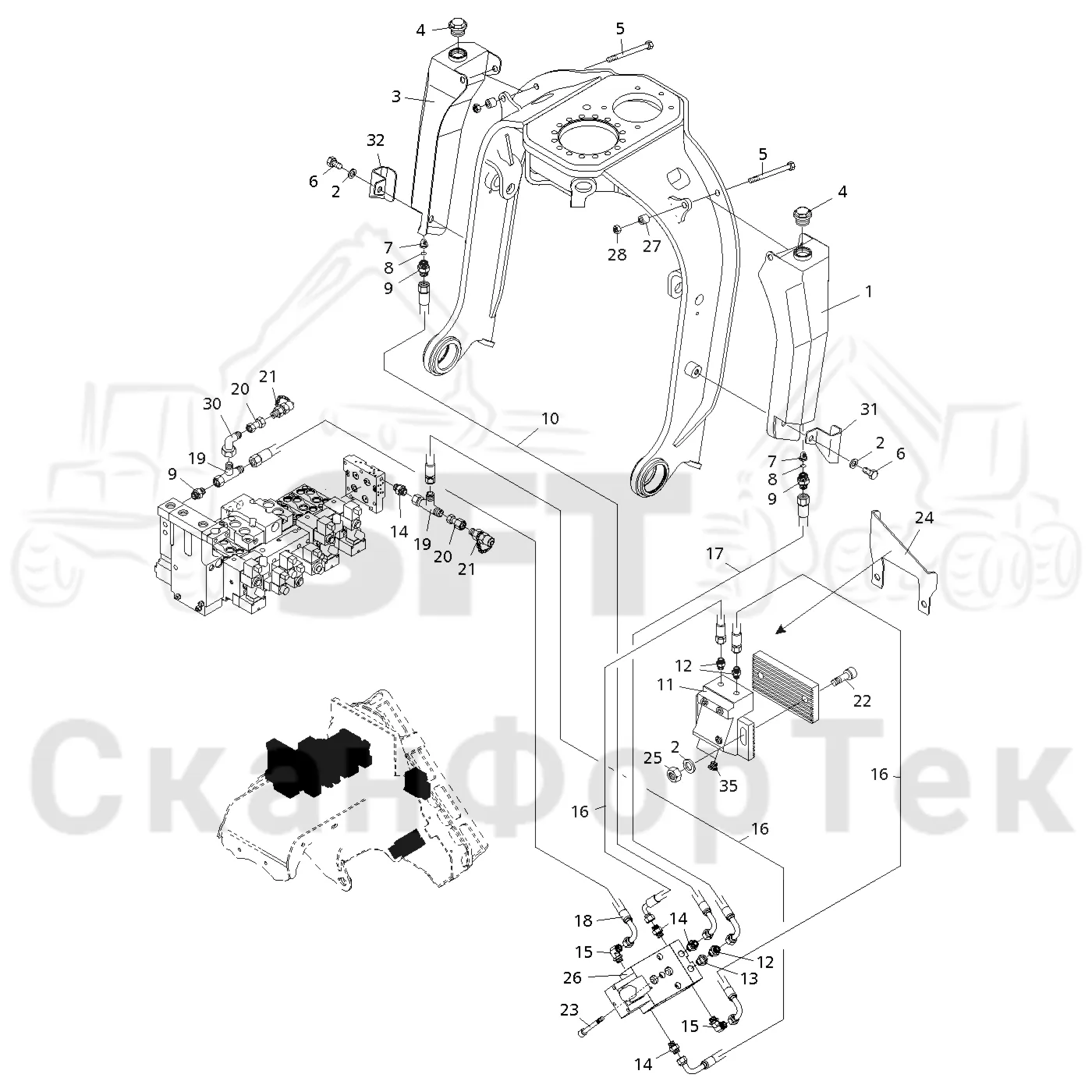 Схема: Valmet / Головки лесозаготовительной машины / Valmet 350 / Valmet 350 / Каталог запасных частей / Резка / Цветовая маркировка / Цветовая маркировка