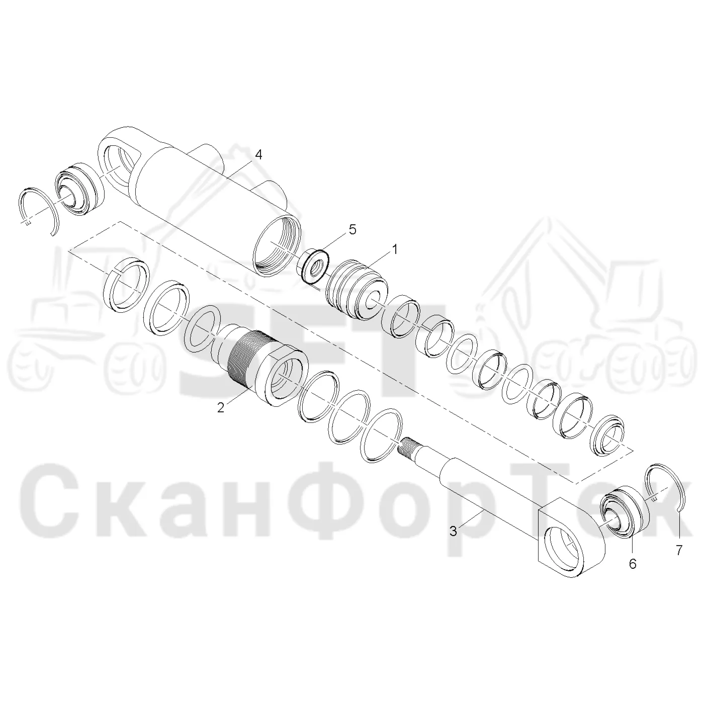 Схема: Valmet / Лесозаготовительные машины / Valmet 901.4 / Valmet 901.4 / Каталог запасных частей / Лесозаготовительное оборудование / Головка лесозаготовительной машины / Valmet 350.1 / Каталог запасных частей / Измерение / Гидравлика подъемного механизма мерного ролика / Гидравлика подъемного механизма мерного ролика -111320 / Комплект запасных частей Цилиндр