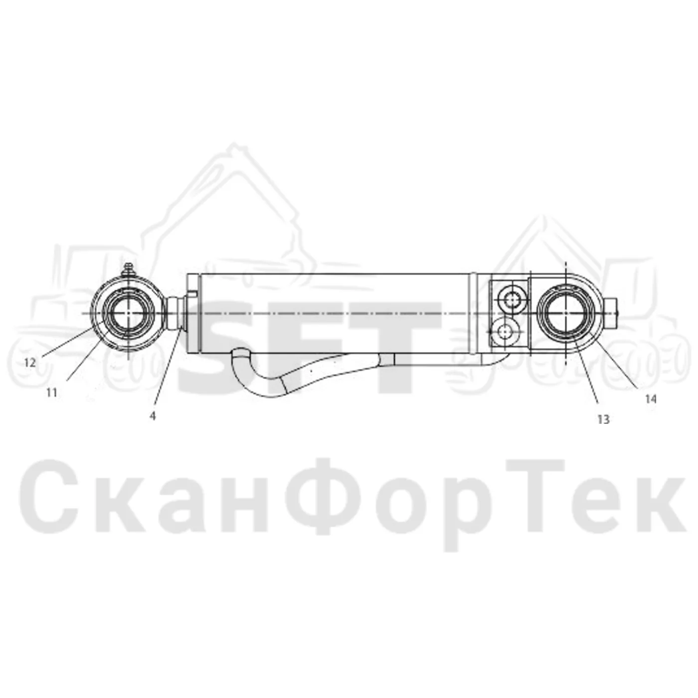Схема: Valmet / Лесозаготовительные машины / Valmet 911.4 / Valmet 911.4 / Каталог запасных частей / Лесозаготовительное оборудование / Головка лесозаготовительной машины / Valmet 365 / Каталог запасных частей / Подача / Гидравлика открывания и закрывания роликов подачи / Запасные части цилиндра