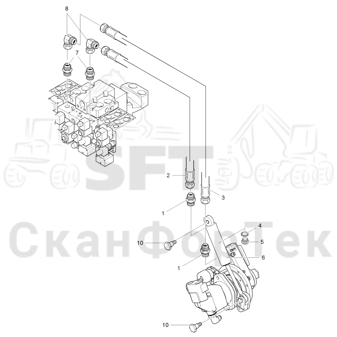 Схема: Valmet / Лесозаготовительные машины / Valmet 931 / Valmet 931 / Каталог запасных частей / Лесозаготовительное оборудование / Головка лесозаготовительной машины / Valmet 370.2 / Каталог запасных частей / Резка / Гидравлический привод цилиндра резки / Гидравлический привод цилиндра резки