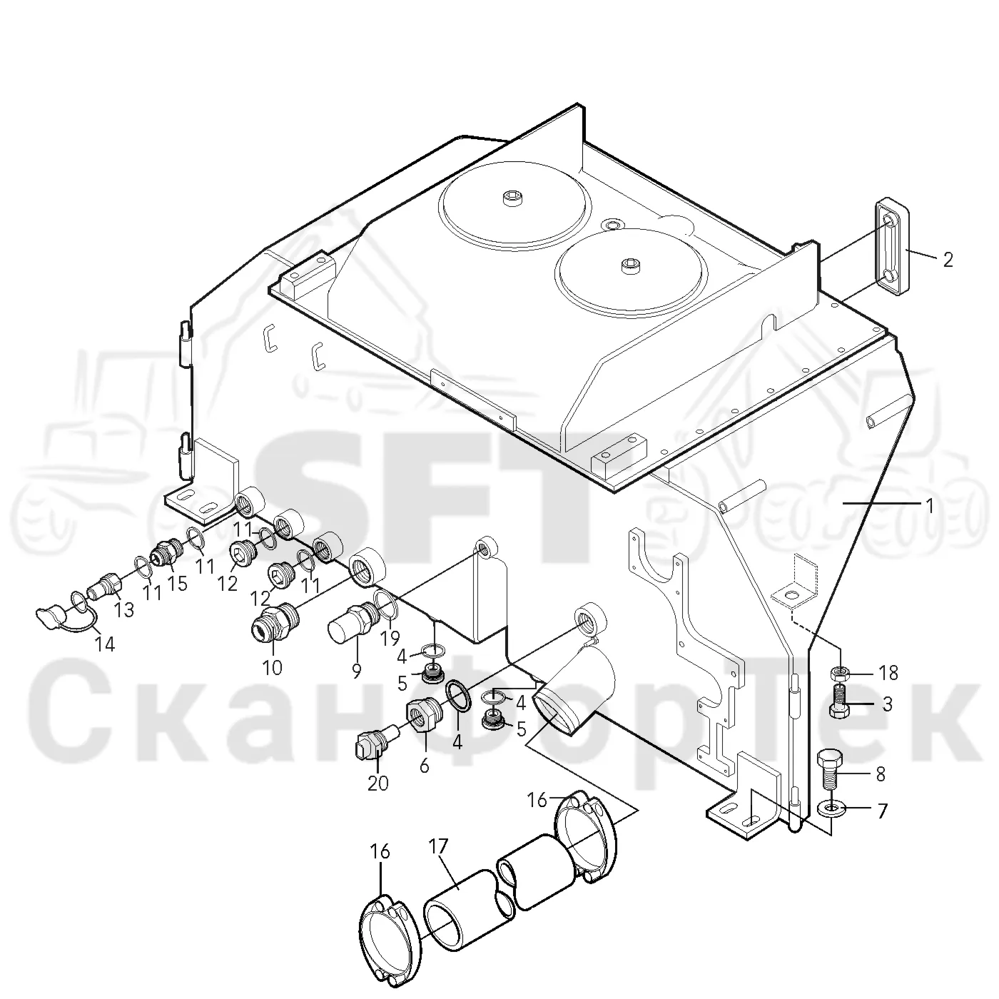 Схема: Valmet / Лесозаготовительные машины / Valmet 801 c / Valmet 801c Ch -11730 / Valmet 801c Ch -11730 / Каталог запасных частей / Гидравлика / Бак гидравлики / Бак гидравлики