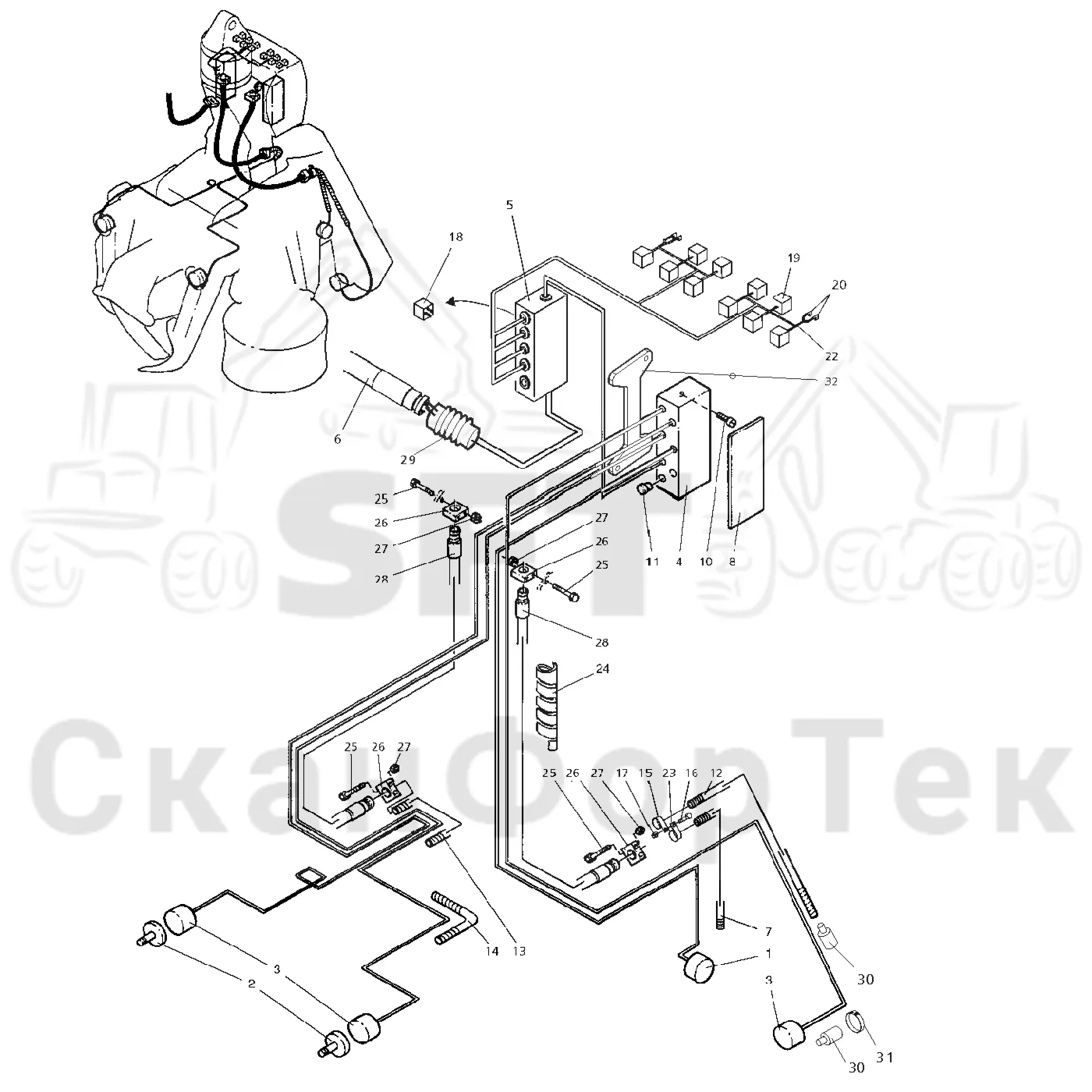 Схема: Valmet / Головки лесозаготовительной машины / Valmet 945 S2 / Valmet 945 S2 / Каталог запасных частей / Valmet 945 S2 / шасси / Электрическая система