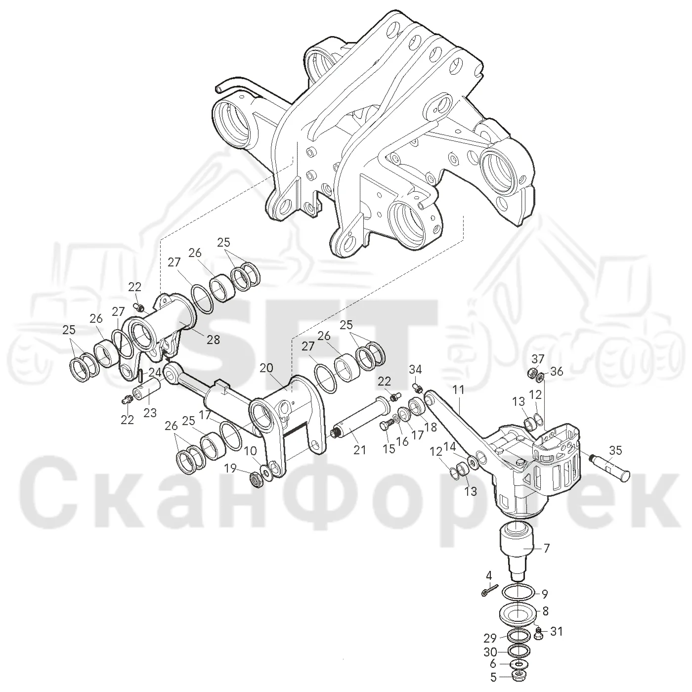 Схема: Valmet / Лесозаготовительные машины / Valmet 901.2 / Valmet 901.2 Ch. -211060 / Valmet 901.2 Ch. -211060 / Каталог запасных частей / Лесозаготовительное оборудование / Головка лесозаготовительной машины / Valmet 945.1 / Valmet 945.1 / Каталог запасных частей / Подача / шасси подающих роликов