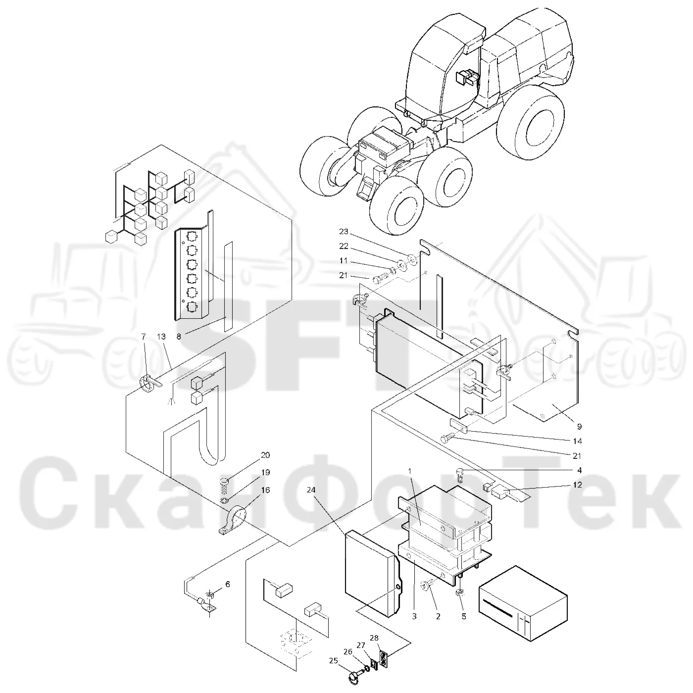 Схема: Valmet / Лесозаготовительные машины / Valmet 921 / Valmet 921 Ch -13270 / Valmet 921 Ch -13270 / Каталог запасных частей / Кабина / Салон / Панель электрооборудования