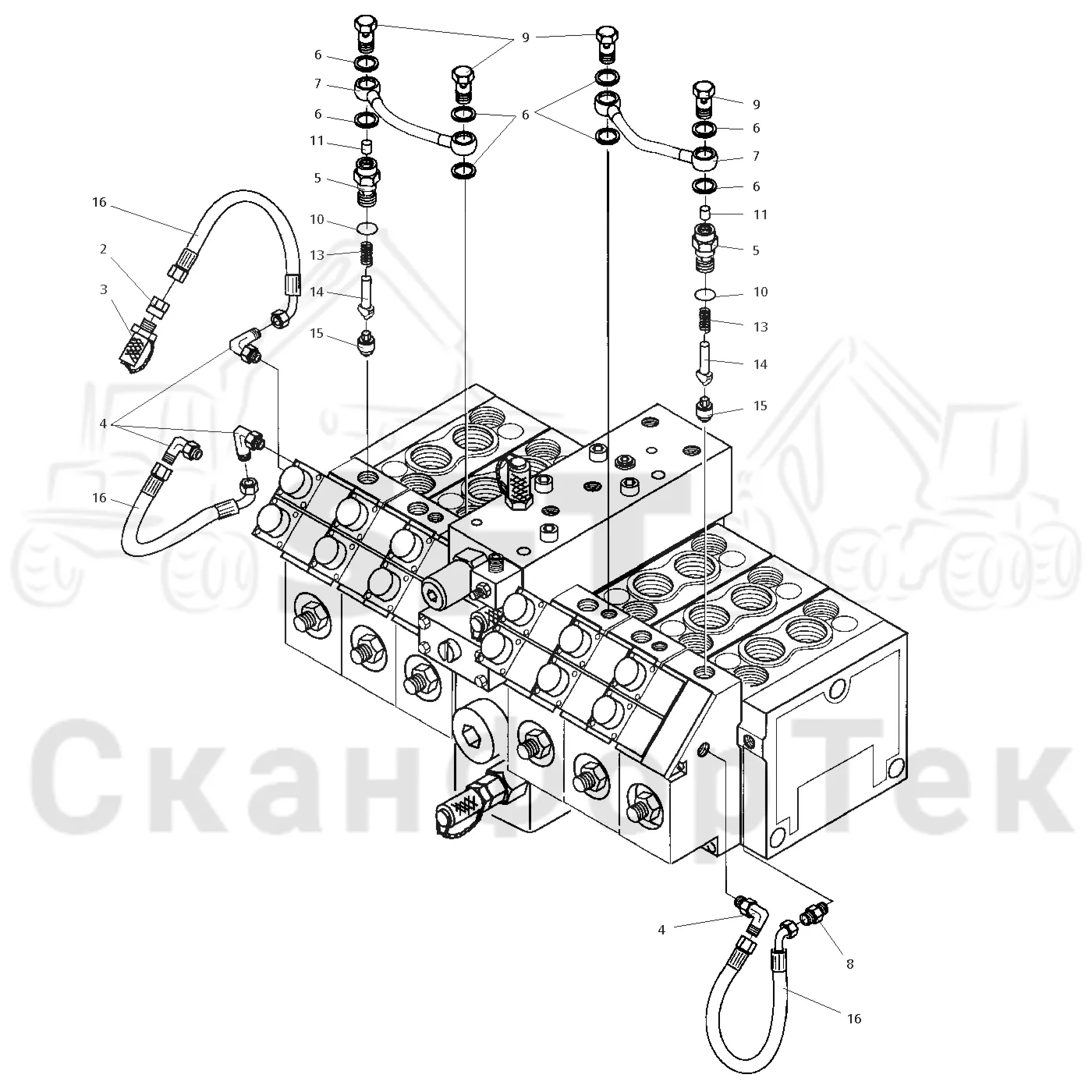 Схема: Valmet / Головки лесозаготовительной машины / Valmet 945 S2 / Valmet 945 S2 / Каталог запасных частей / Valmet 945 S2 / Гидравлический клапан / Eeaiai, na?aiiai?oaiaaiea