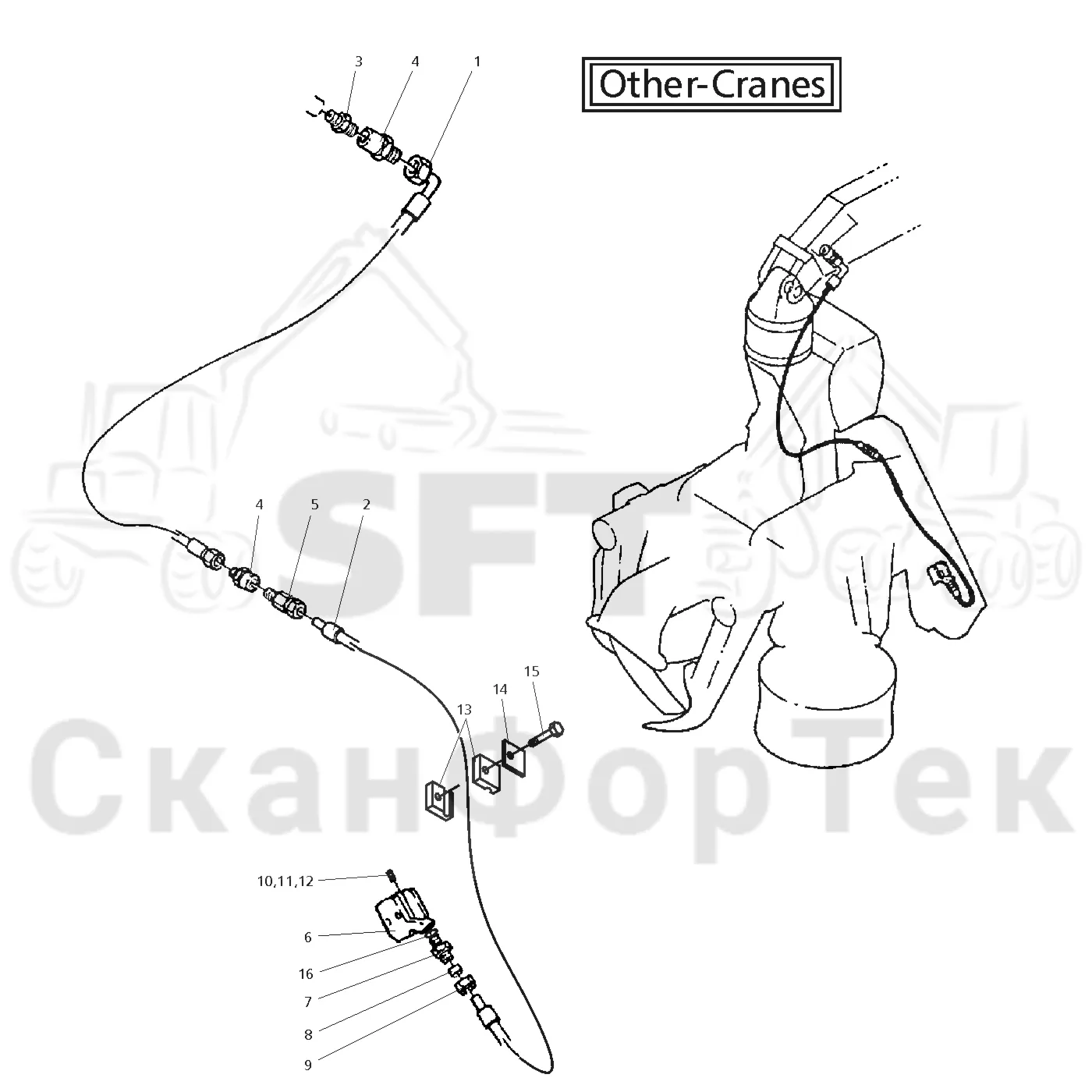 Схема: Valmet / Головки лесозаготовительной машины / Valmet 945 S2 / Valmet 945 S2 / Каталог запасных частей / Valmet 945 S2 / Поворотные устройства и звенья / Оборудование для корчевки пней