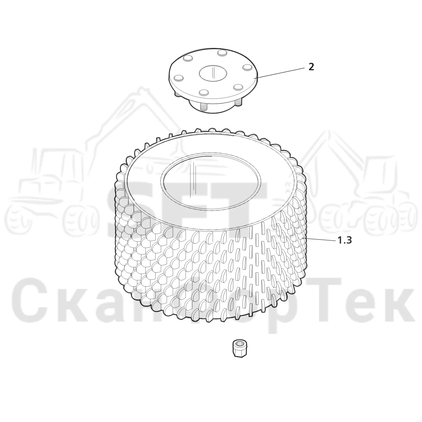 Схема: Valmet / Лесозаготовительные машины / Valmet 901.2 / Valmet 901.2 Ch. 211061- / Valmet 901.2 Ch. 211061- / Каталог запасных частей / Лесозаготовительное оборудование / Головка лесозаготовительной машины / Valmet 945.1 / Valmet 945.1 / Каталог запасных частей / Подача / Подающие ролики, Mense
