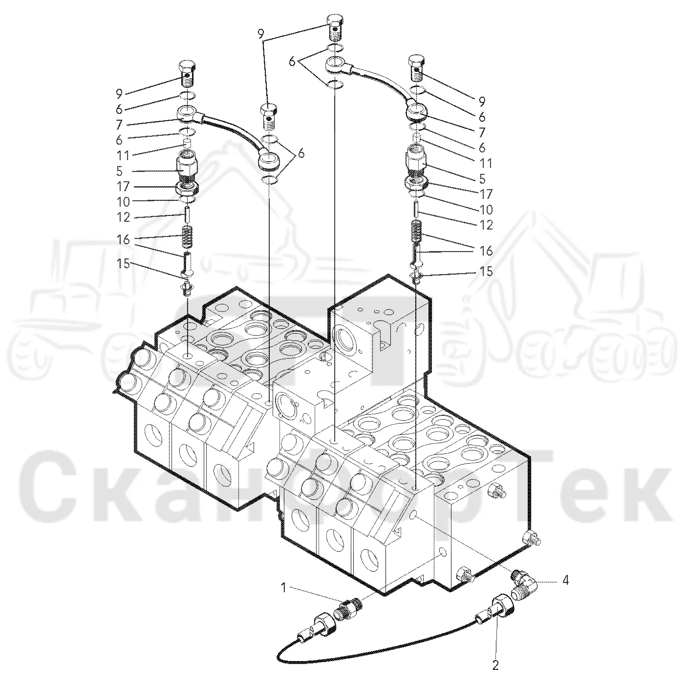 Схема: Valmet / Головки лесозаготовительной машины / Valmet 945.1 / Valmet 945.1 / Valmet 945.1 / Каталог запасных частей / Гидравлический клапан / Eeaiai, na?aiiai?oaiaaiea