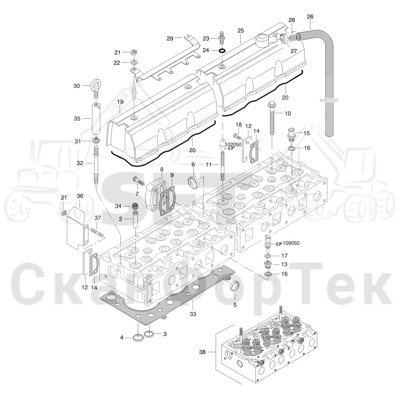 Схема: Valmet / Форвардер / Valmet 860.4 / Valmet 860.4 / Каталог запасных частей / Двигатель / Блок двигателя / Головка цилиндра 8600041731-