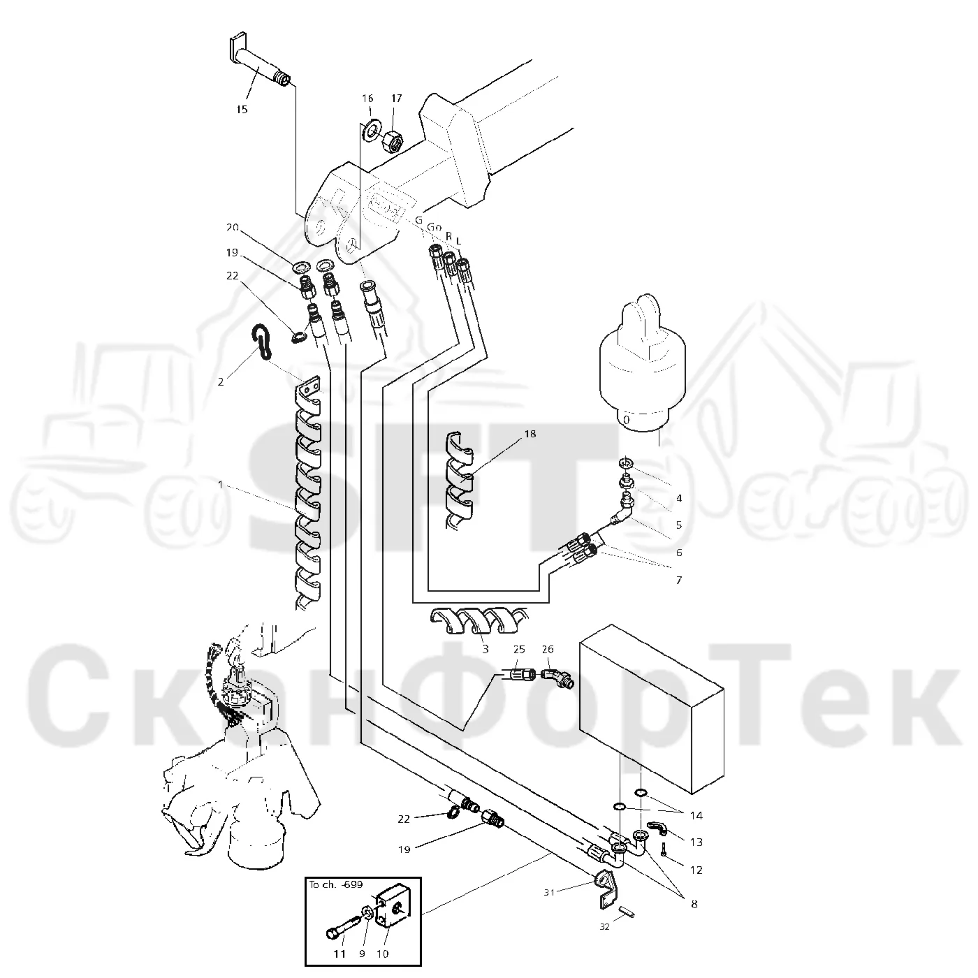 Схема: Valmet / Лесозаготовительные машины / Valmet 921 / Valmet 921 Ch -13270 / Valmet 921 Ch -13270 / Каталог запасных частей / Лесозаготовительное оборудование / Головка лесозаготовительной машины / Valmet 960 / Каталог запасных частей / Valmet 960 / Поворотные устройства и звенья / Aieiaea iiauaiiiai e?aia, 1400
