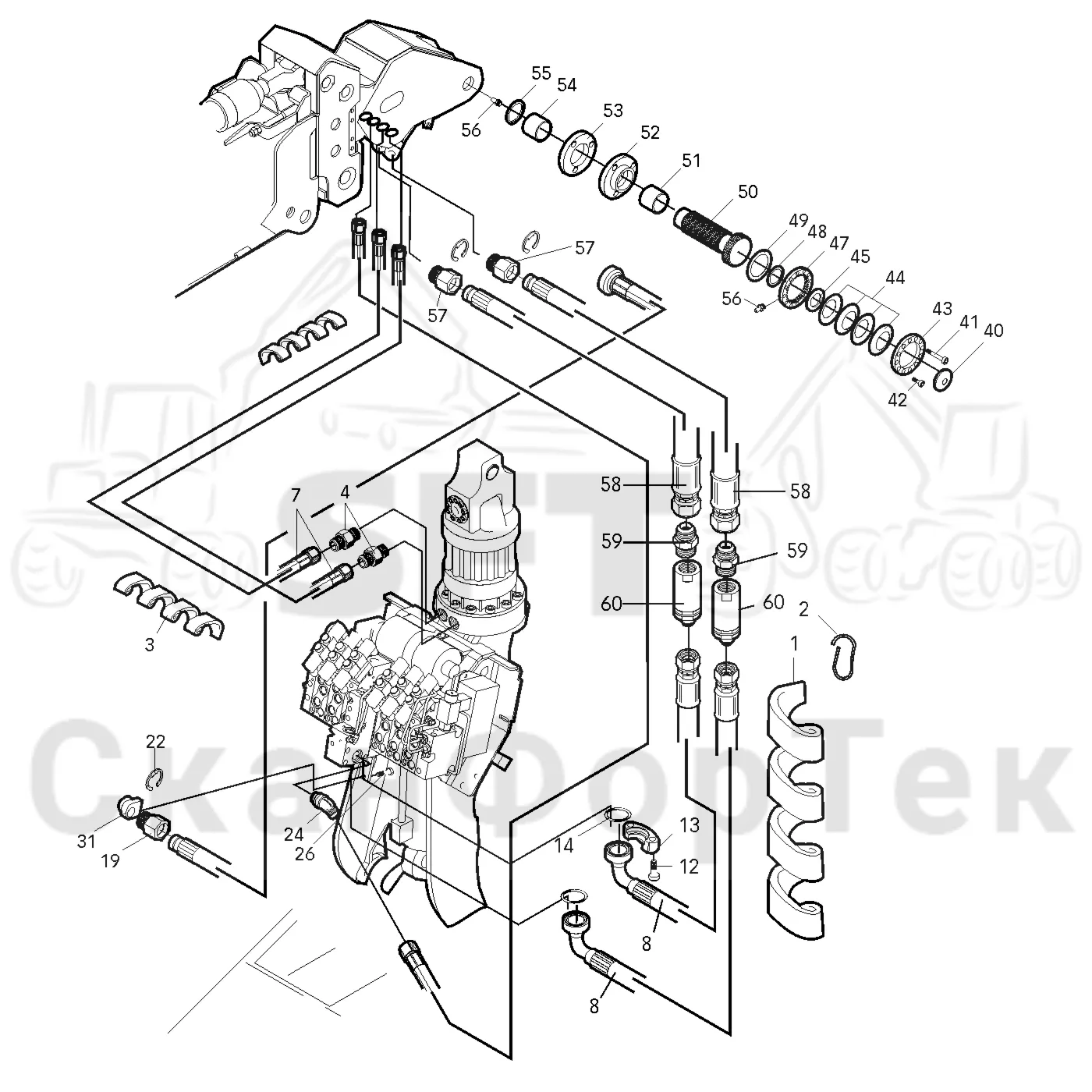 Схема: Valmet / Лесозаготовительные машины / Valmet 921 / Valmet 921 Ch 13271- / Valmet 921 Ch 13271- / Каталог запасных частей / Лесозаготовительное оборудование / Головка лесозаготовительной машины / Valmet 965 S2 / Valmet 965 / Каталог запасных частей / Поворотные устройства и звенья / Crane head 1600-1450 BBR 15 10570-