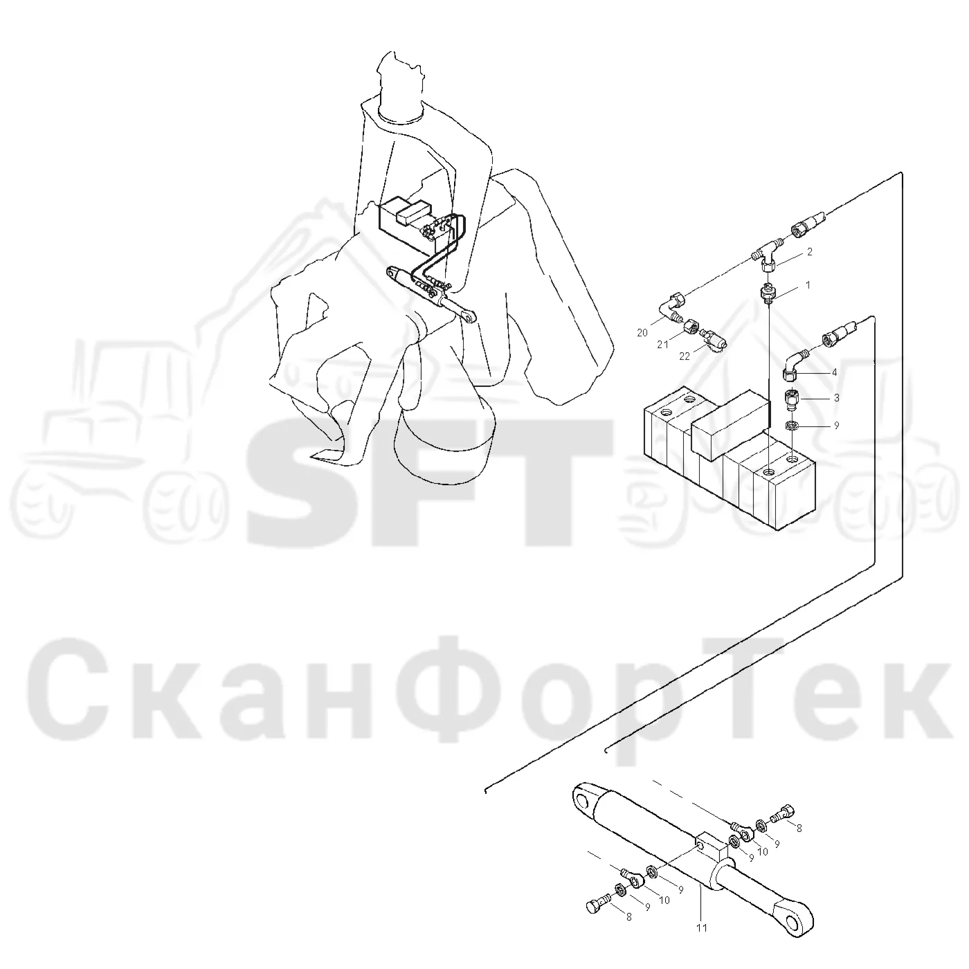 Схема: Valmet / Головки лесозаготовительной машины / Valmet 965 BR / Valmet 965 BR / Каталог запасных частей / Valmet 965 BR / Обрезка сучьев / Сучкорезные ножи, гидравлические