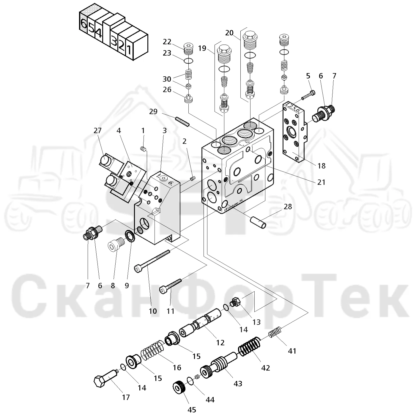 Схема: Valmet / Головки лесозаготовительной машины / Valmet 965 BR / Valmet 965 BR / Каталог запасных частей / Valmet 965 BR / Гидравлический клапан / Кабели открывания/закрывания клапана