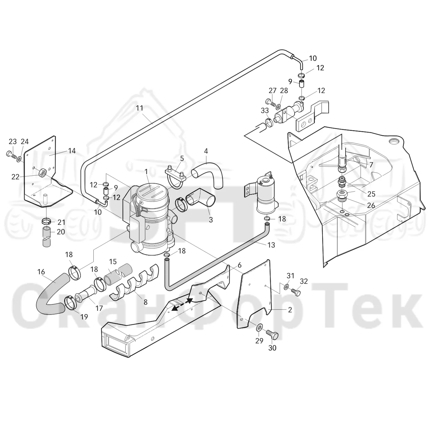 Схема: Valmet / Форвардер / Valmet 830 / Valmet 830 / Каталог запасных частей / Оборудование захвата / Захват / Valmet 801c Ch -11730 / Каталог запасных частей / Двигатель / Подогреватель / Подогреватель Thermo 90 S