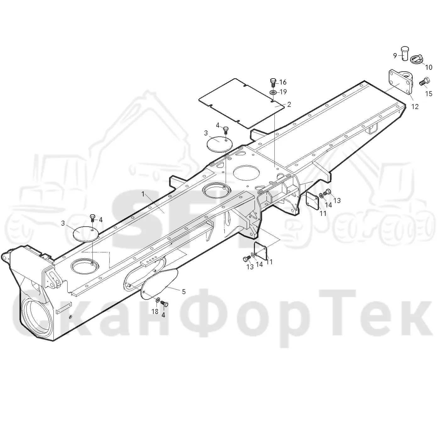 Схема: Valmet / Лесозаготовительные машины / Valmet 801 c / Valmet 801c Ch -11730 / Valmet 801c Ch -11730 / Каталог запасных частей / шасси / Рамы / Комплект рамы задний 11718-
