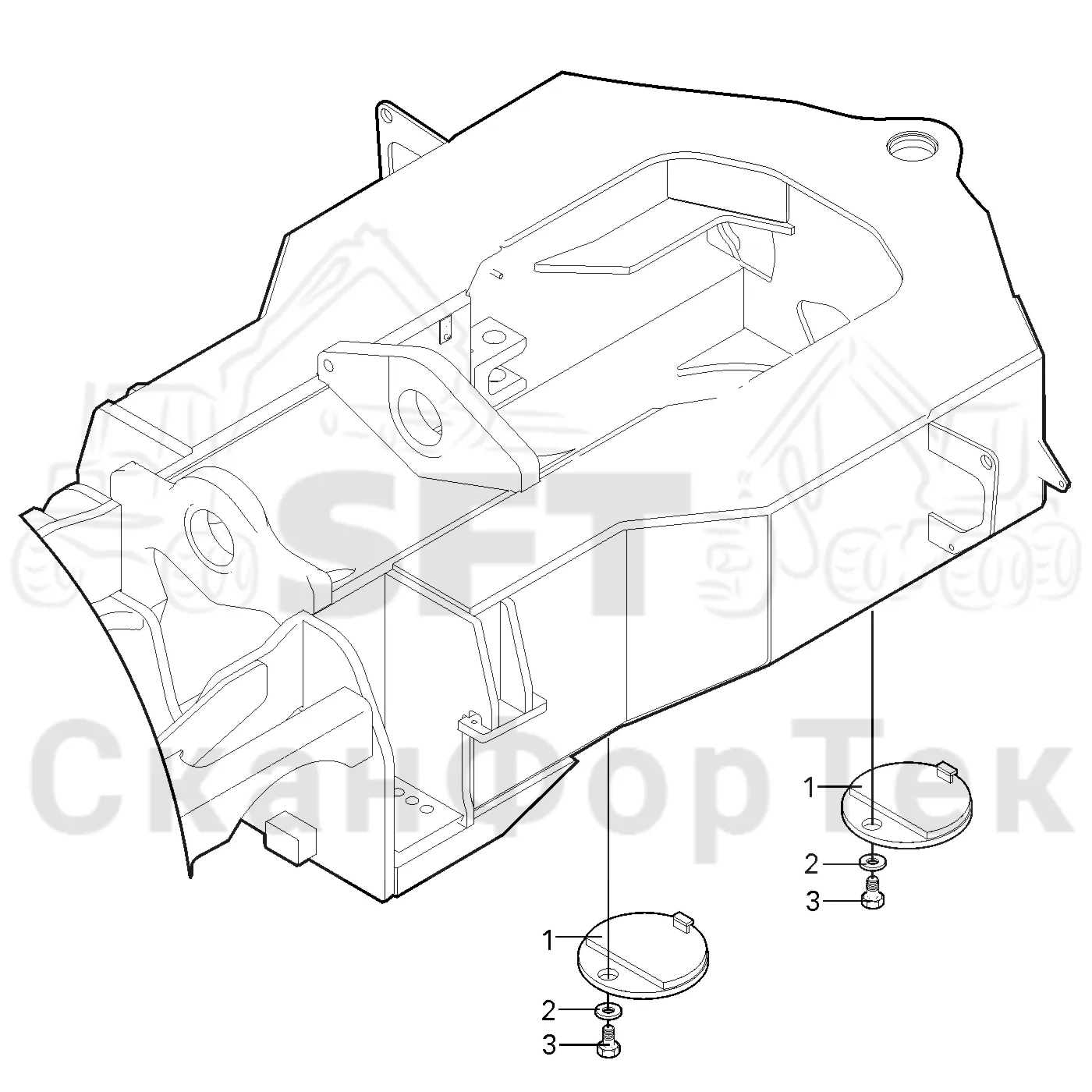Схема: Valmet / Лесозаготовительные машины / Valmet 801 c / Valmet 801c Ch -11730 / Valmet 801c Ch -11730 / Каталог запасных частей / шасси / Картеры нижние / Нижний картер