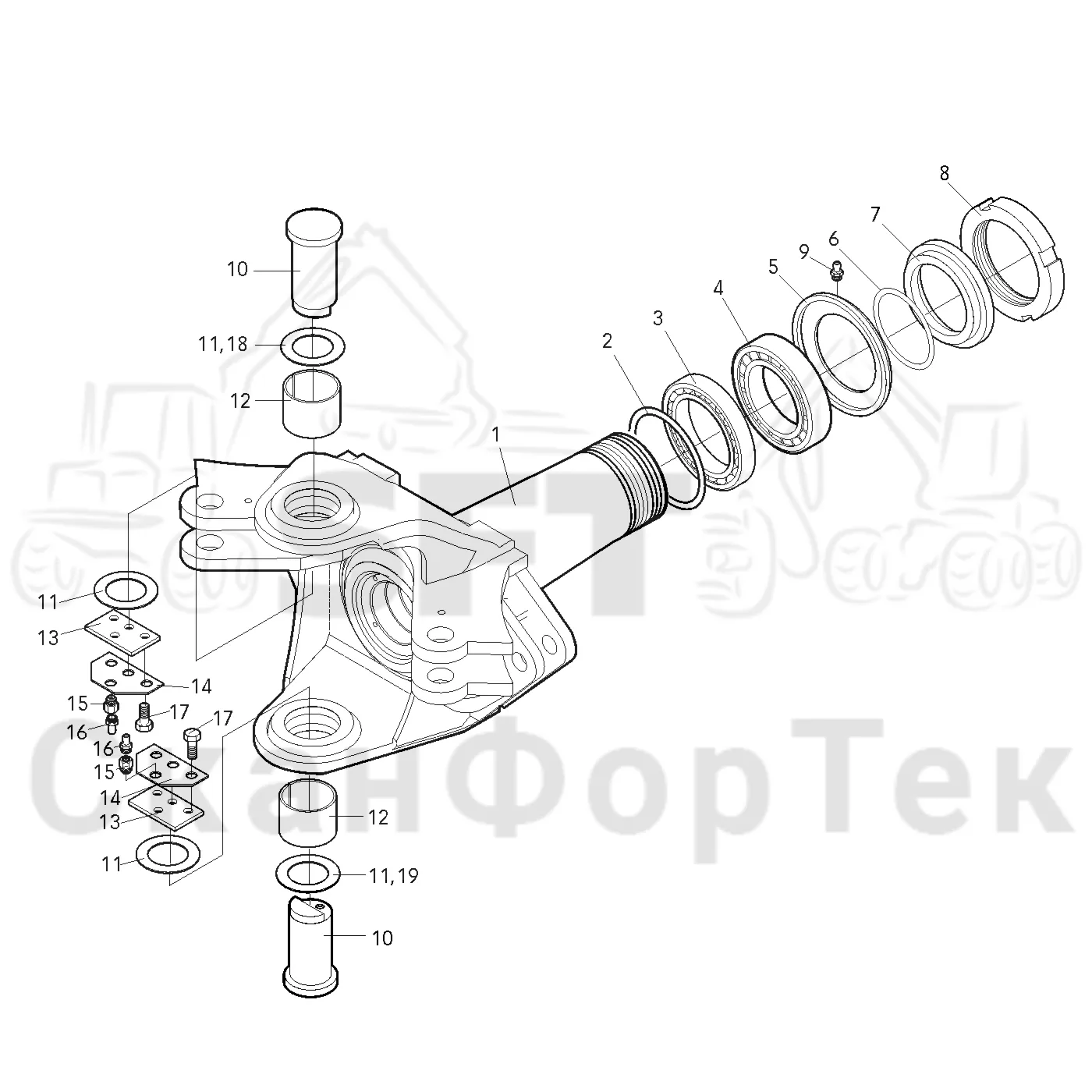 Схема: Valmet / Форвардер / Valmet 840.3 / Valmet 840.3 Ch. -311173 / Valmet 840.3 Ch. -311173 / Каталог запасных частей / Оборудование захвата / Захват / Valmet 801c Ch -11730 / Каталог запасных частей / шасси / Рама с шарнирным сочленением / Рама с шарнирным сочленением
