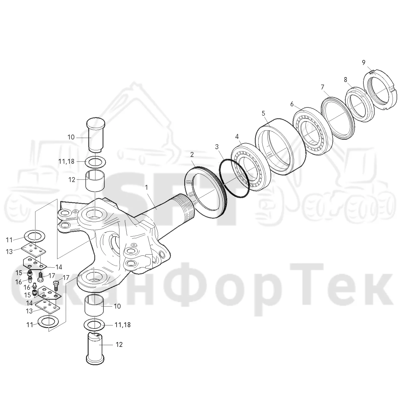 Схема: Valmet / Лесозаготовительные машины / Valmet 801 c / Valmet 801c Ch 11800- / Valmet 801c Ch 11800- / Каталог запасных частей / шасси / Рама с шарнирным сочленением / Рама с шарнирным сочленением
