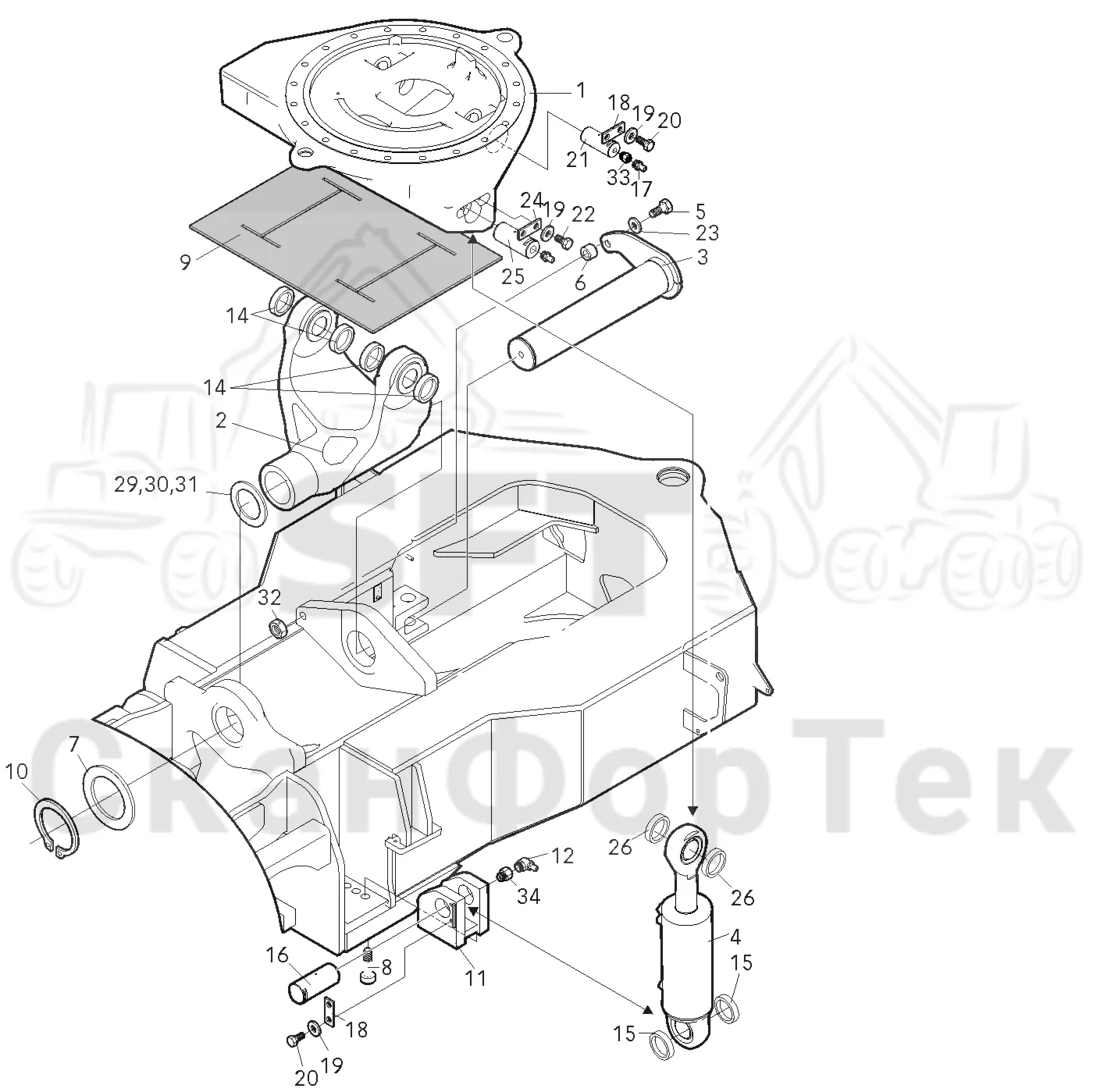 Схема: Valmet / Форвардер / Valmet 840.3 / Valmet 840.3  Ch. -311173 / Valmet 840.3  Ch. -311173 / Каталог запасных частей / Оборудование захвата / Захват / Valmet 801c Ch -11730 / Каталог запасных частей / шасси / Оборудование наклона / Механизмы оборудования наклона